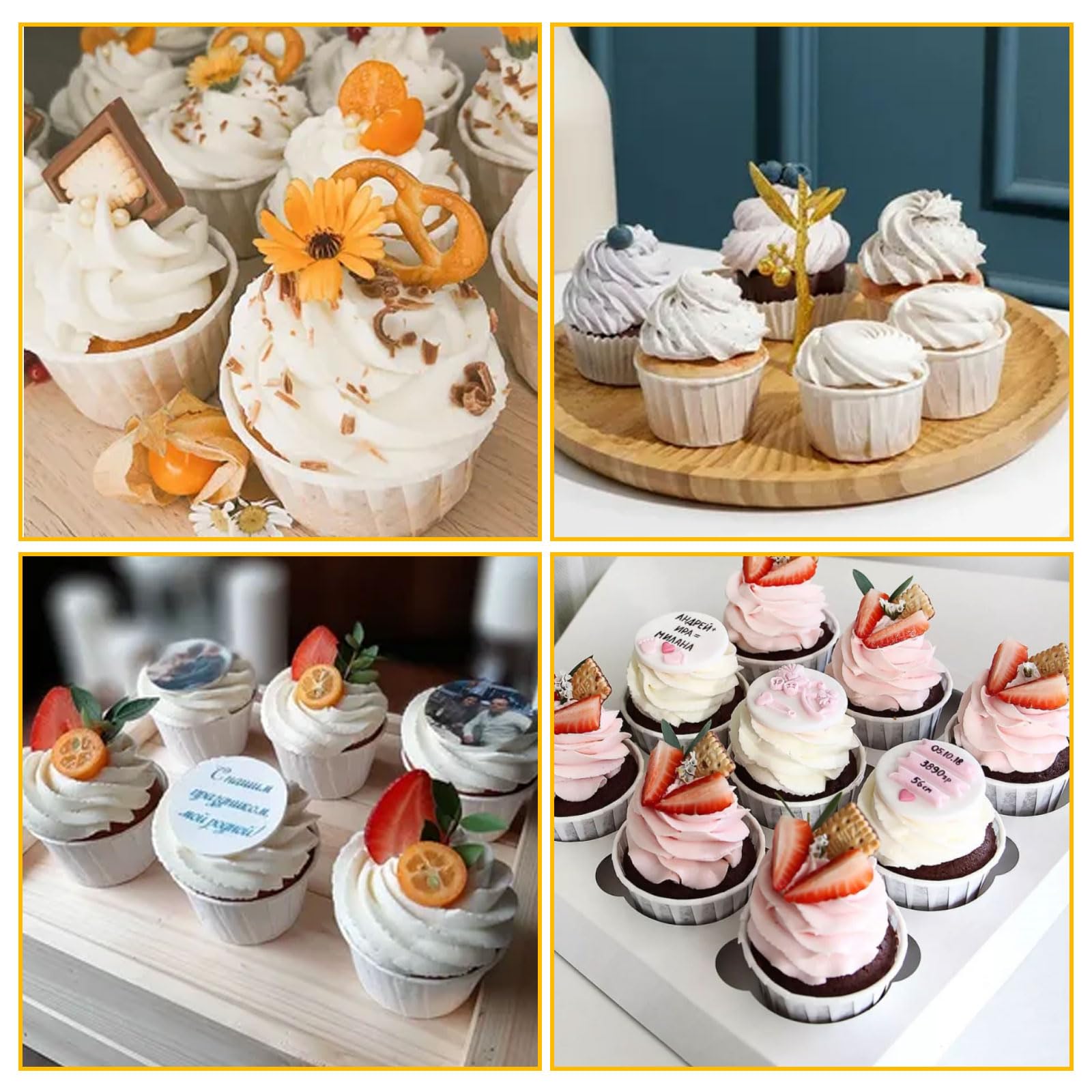 ASelected 100Pcs White Greaseproof Cupcake Liners | Standard Size 50x65x40mm | Food-Grade Paper 7