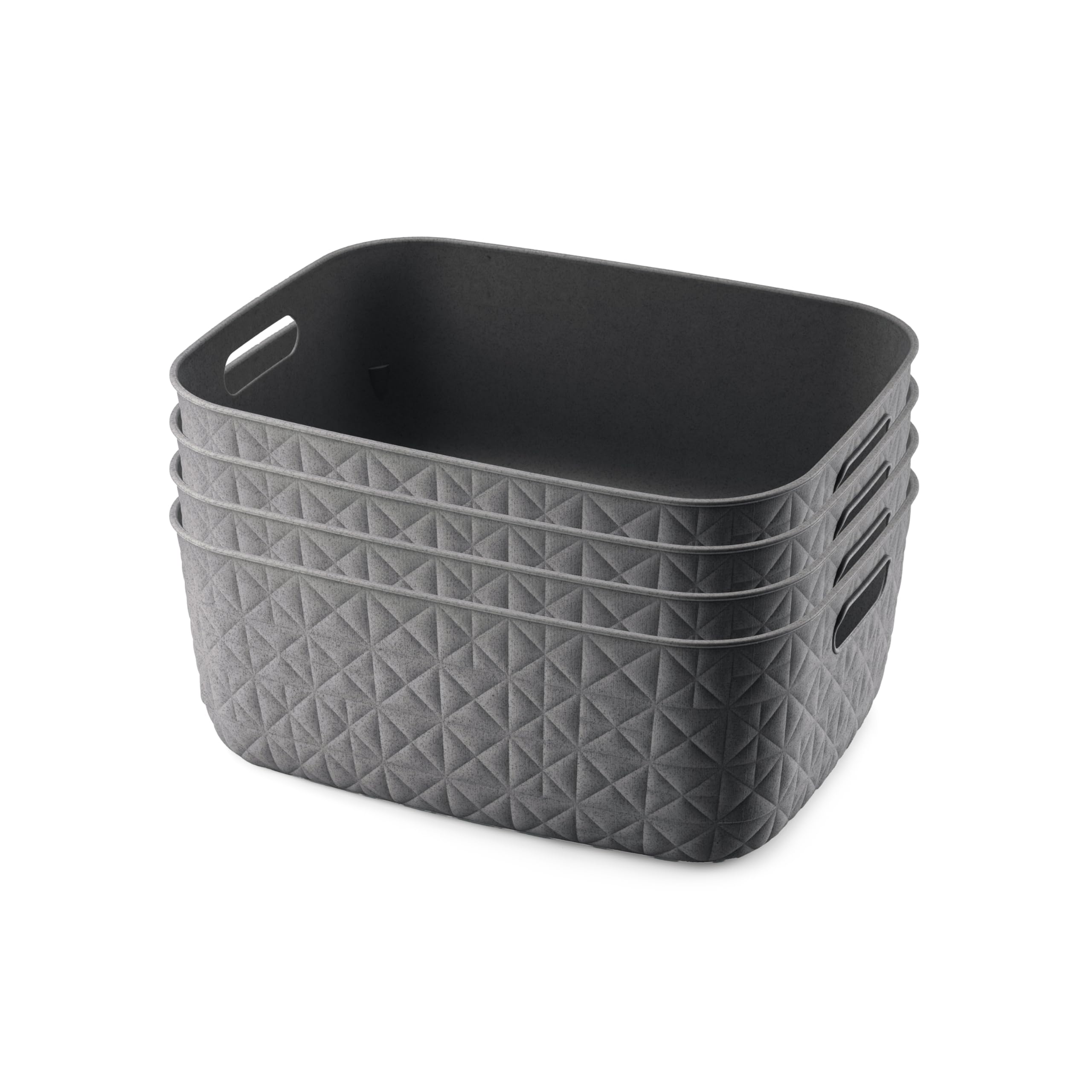 CURVER Softex Storage Baskets - 12.5L Capacity, Set of 4, 100% Recycled Resin | Dark Grey 1