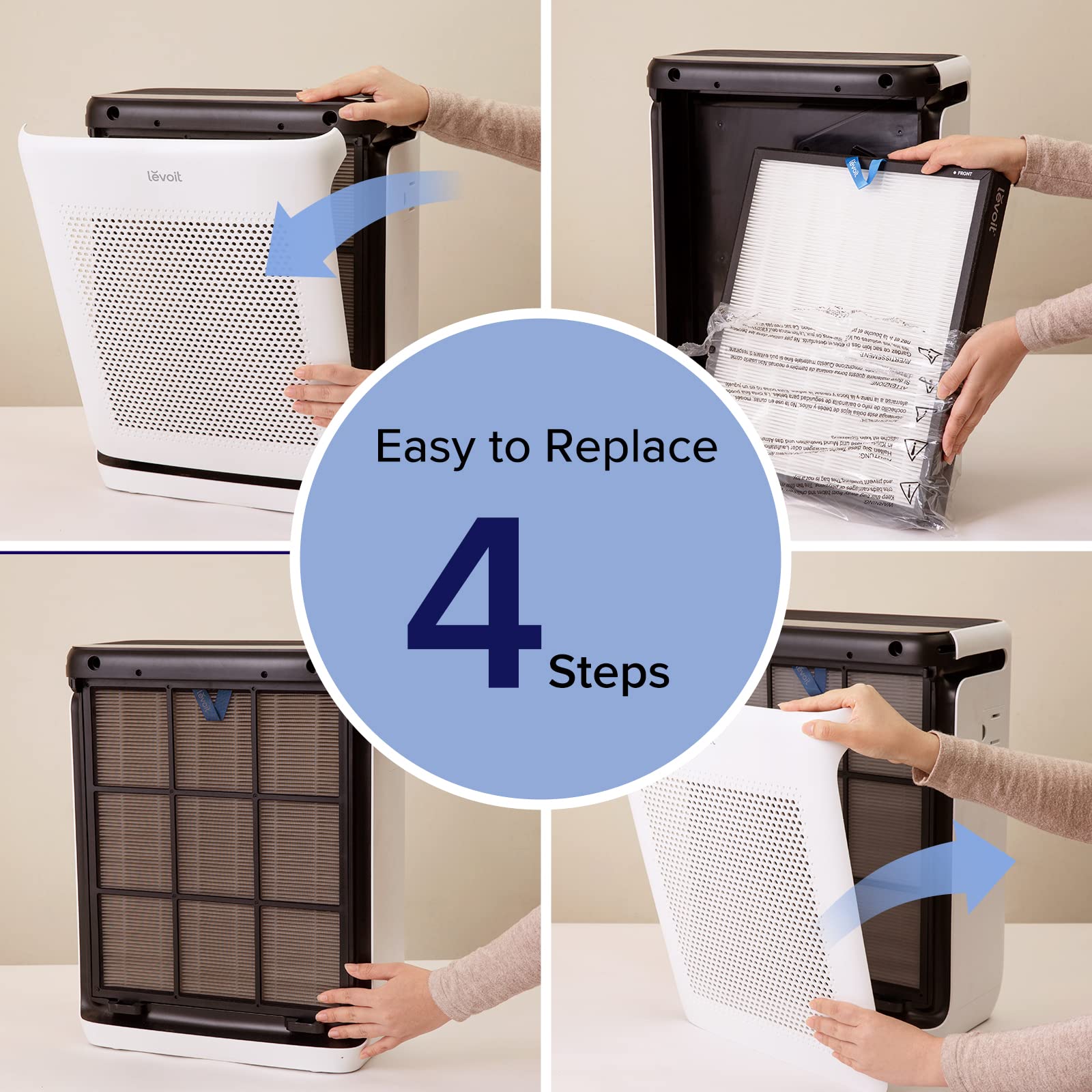 Levoit Genuine 3-in-1 Air Purifier Replacement Filter for Vital 100S | Activated Carbon | White 5