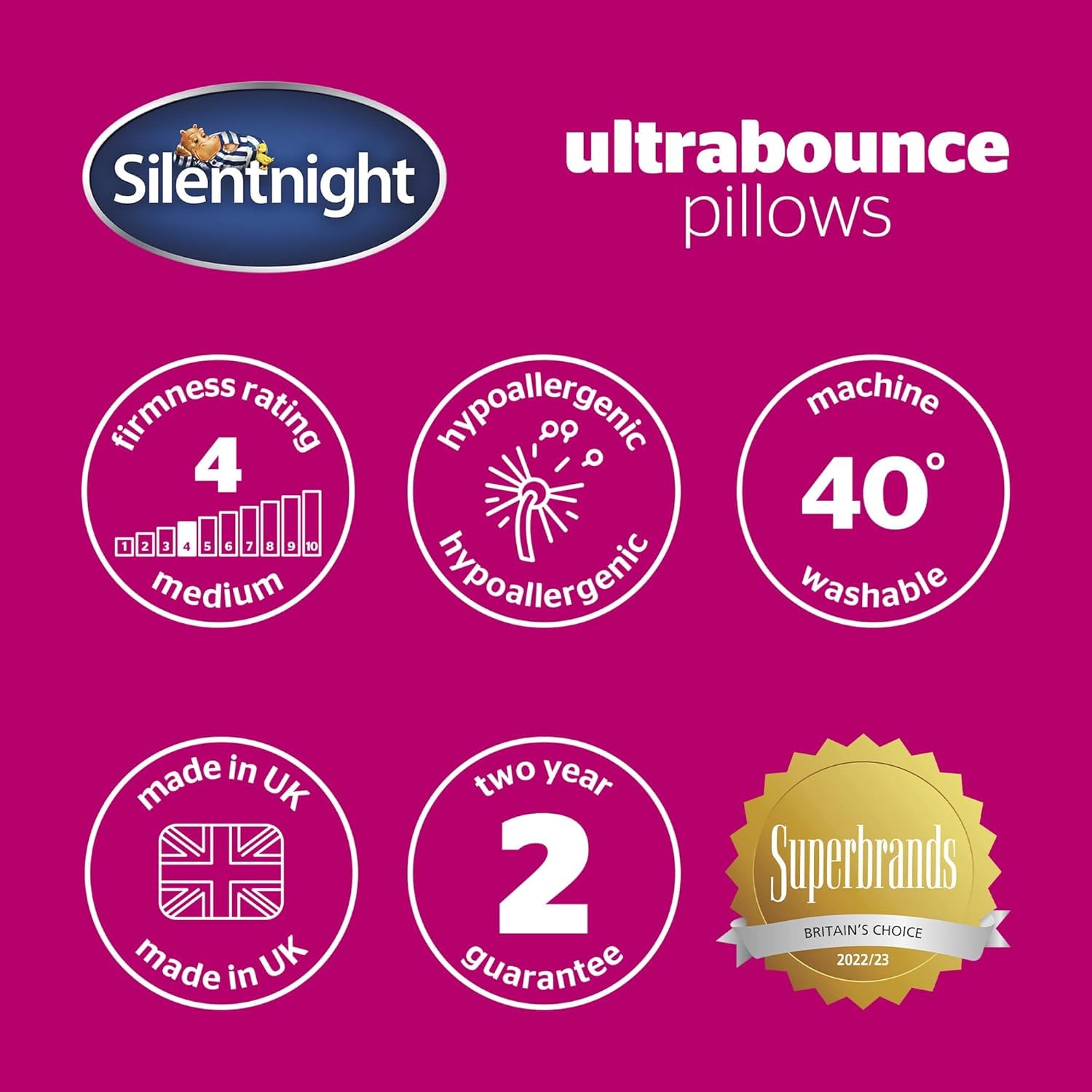 Silentnight Ultrabounce Pillows - Soft Medium Support Bouncy Fill | Hypoallergenic | Pack of 2 6