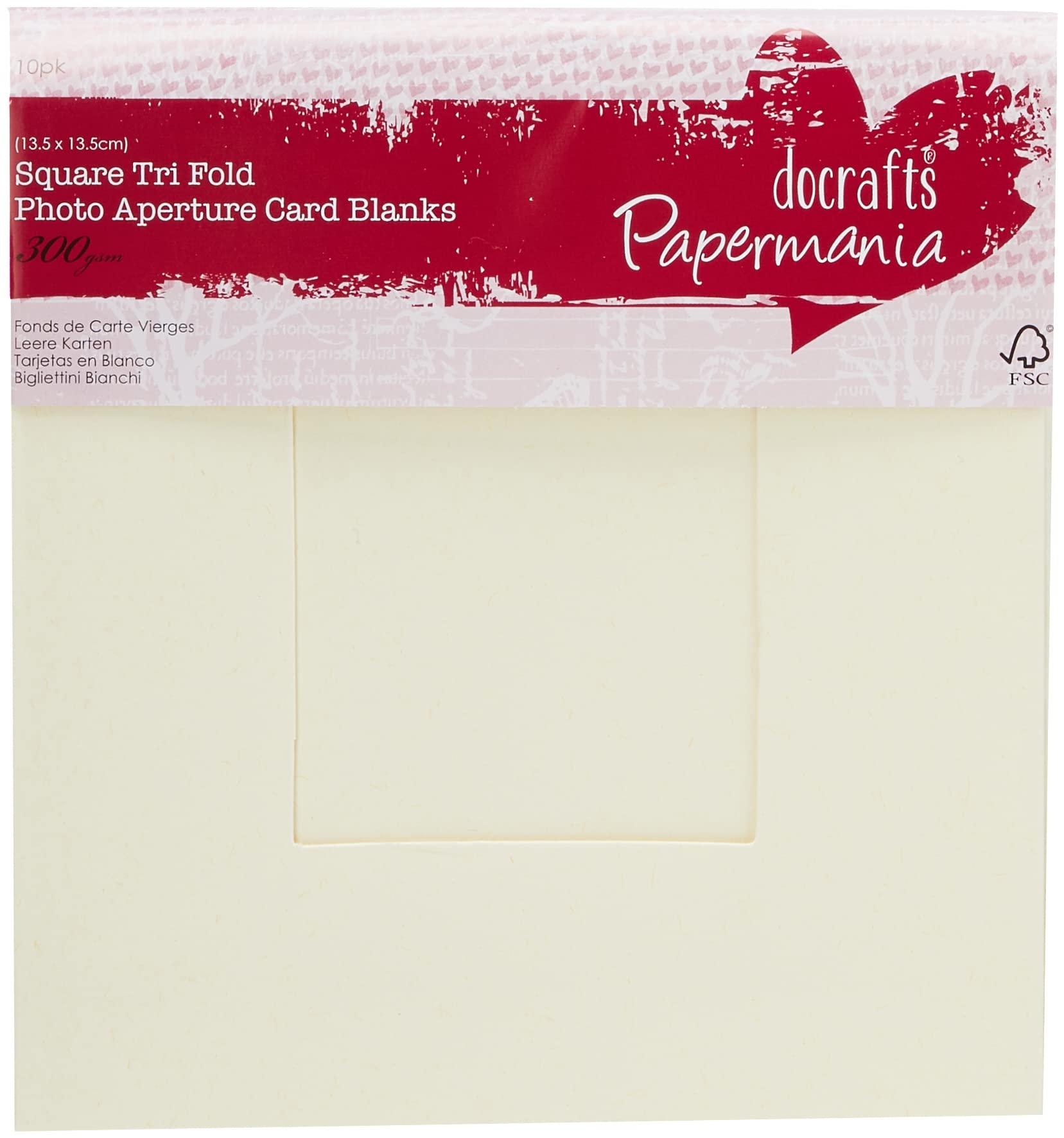 Papermania 300 GSM Square Tri Fold Window Aperture Card Blanks with Envelopes, 10 Pack, Cream, 13.5 cm x 13.5 cm 3