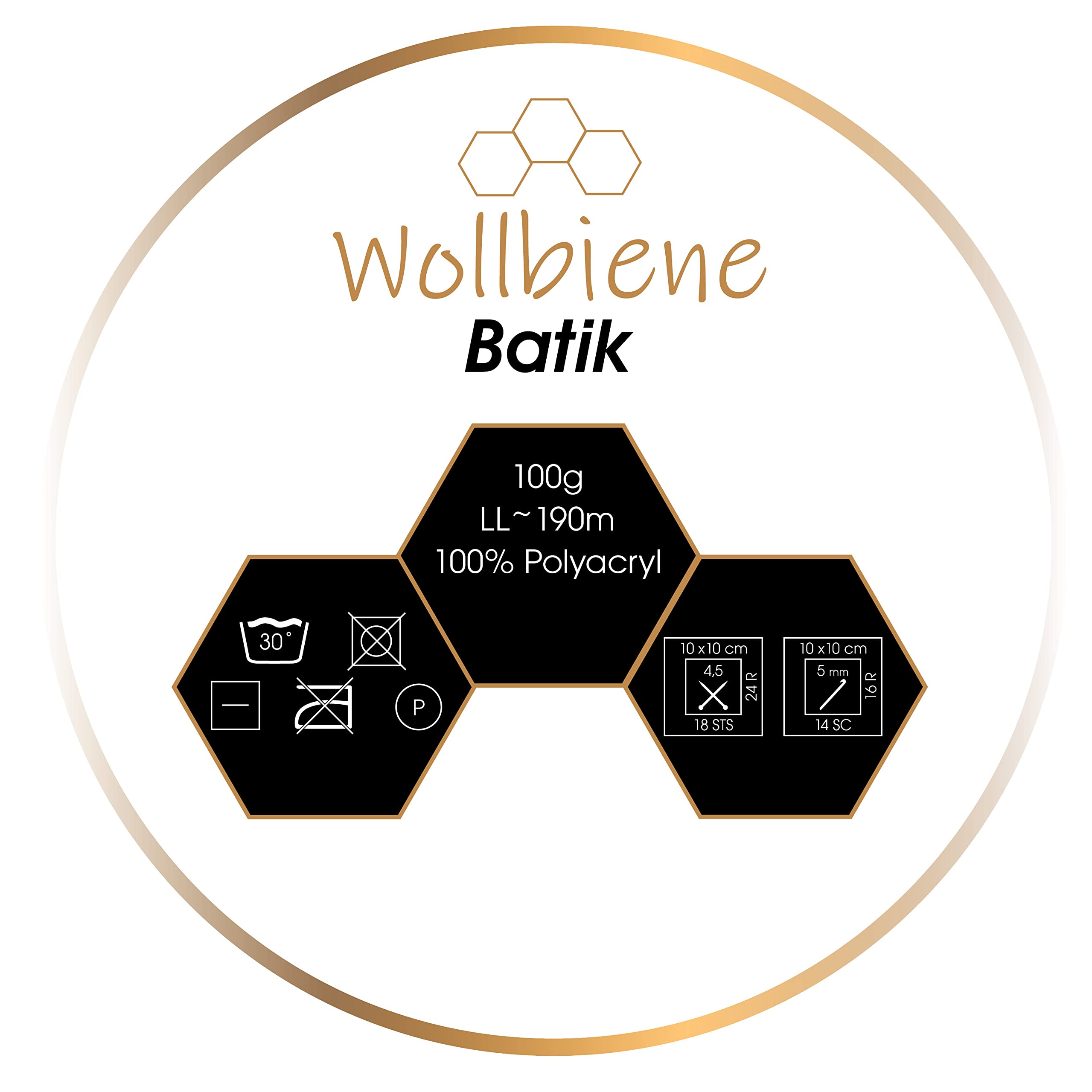 Wollbiene Batik Yarn - 5 x 100g Balls (500g Total) | Acrylic | Color 5040 Pastel Rainbow 3