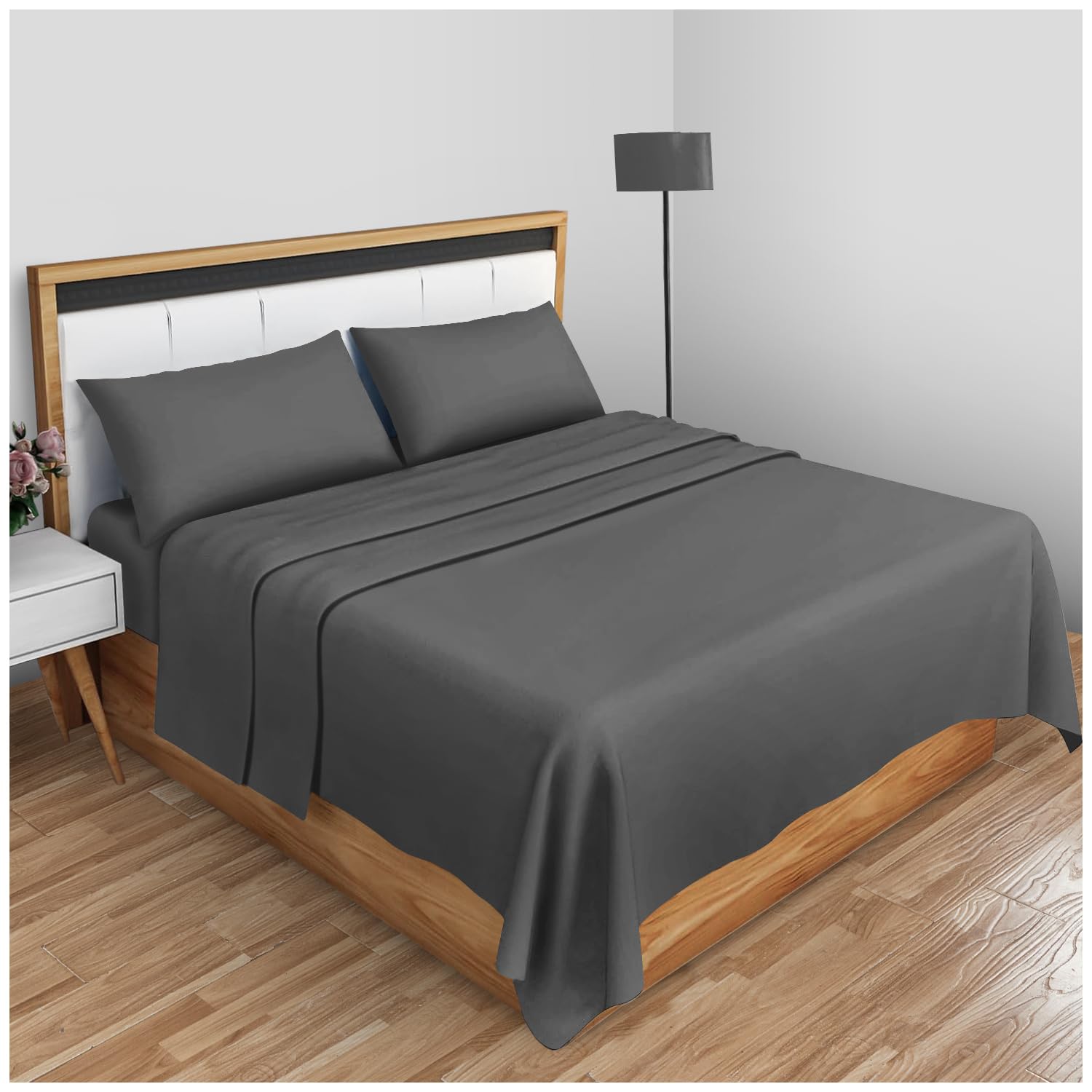 GC GAVENO CAVAILIA Diamond Flat Sheet - King Size | 50% Cotton/50% Polyester | Charcoal 1