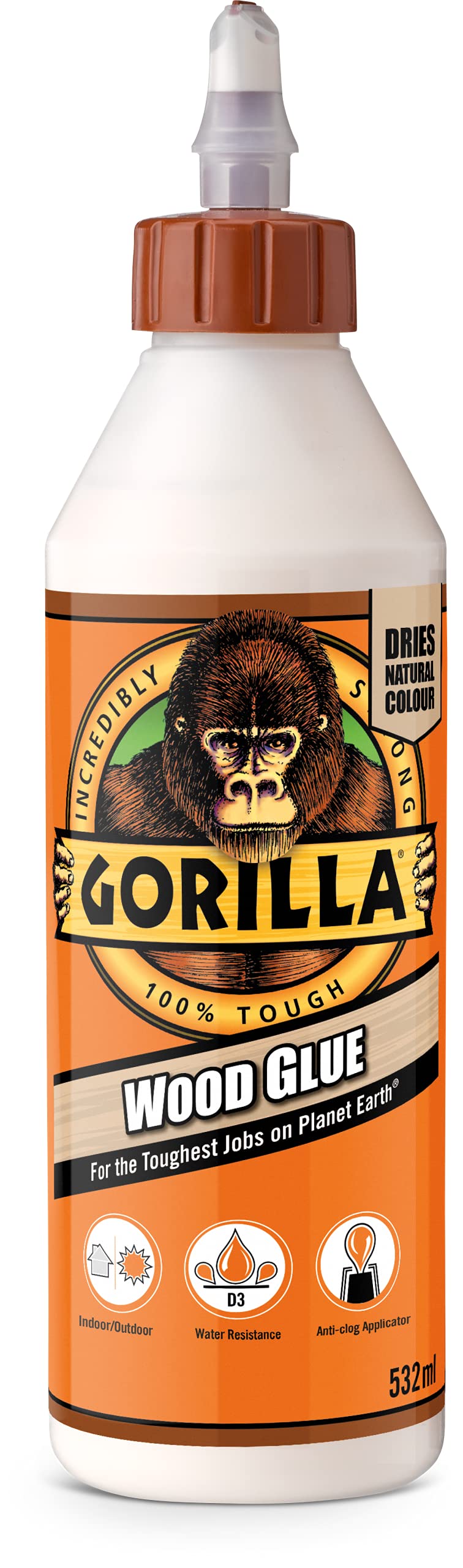 Gorilla Wood Glue - 532ml | D3 Water Resistant | 20-30 Min Grip Time 1