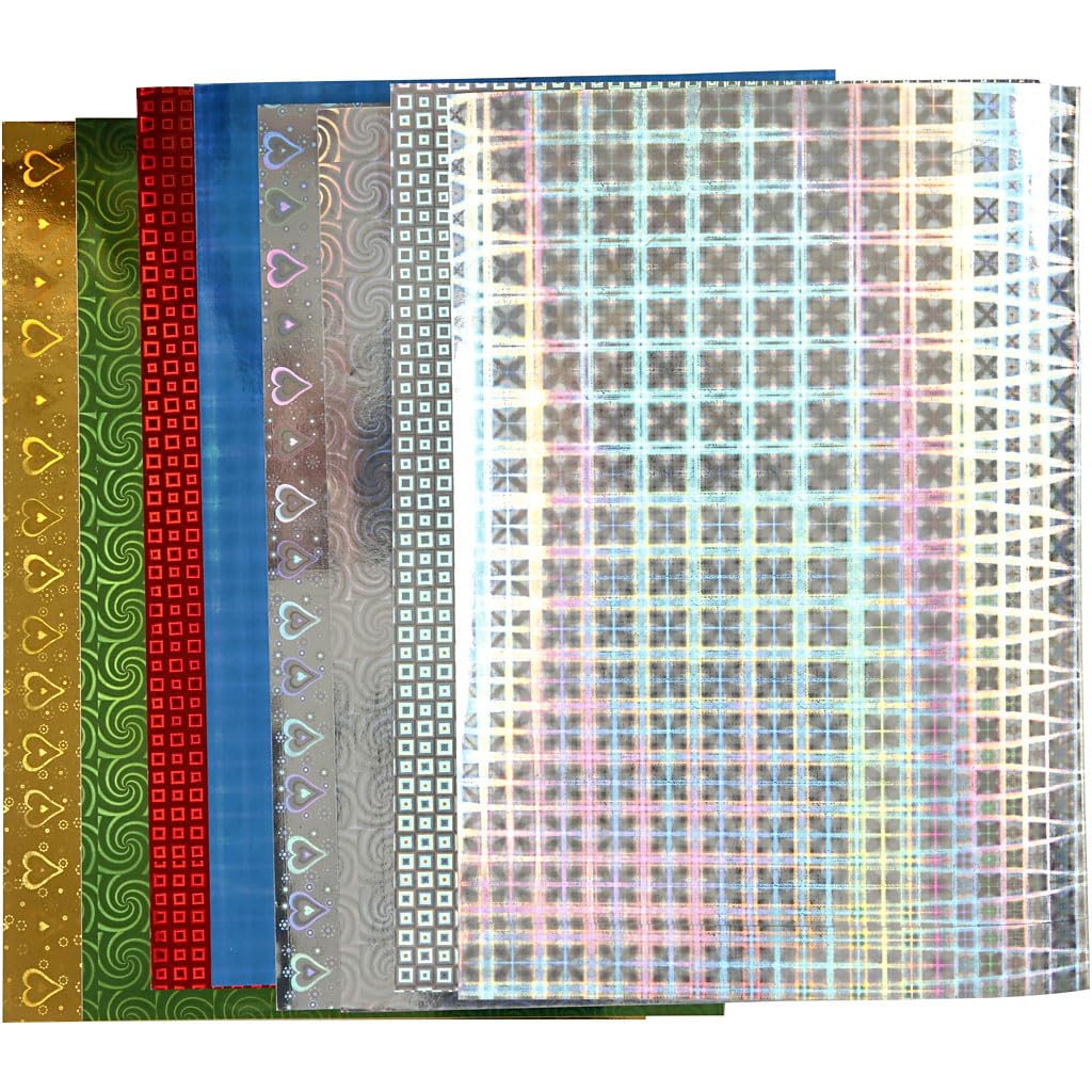 Creativ Holographic Decorative Paper - A4, 120 gsm, 8 Assorted Sheets | Gloss Finish 1