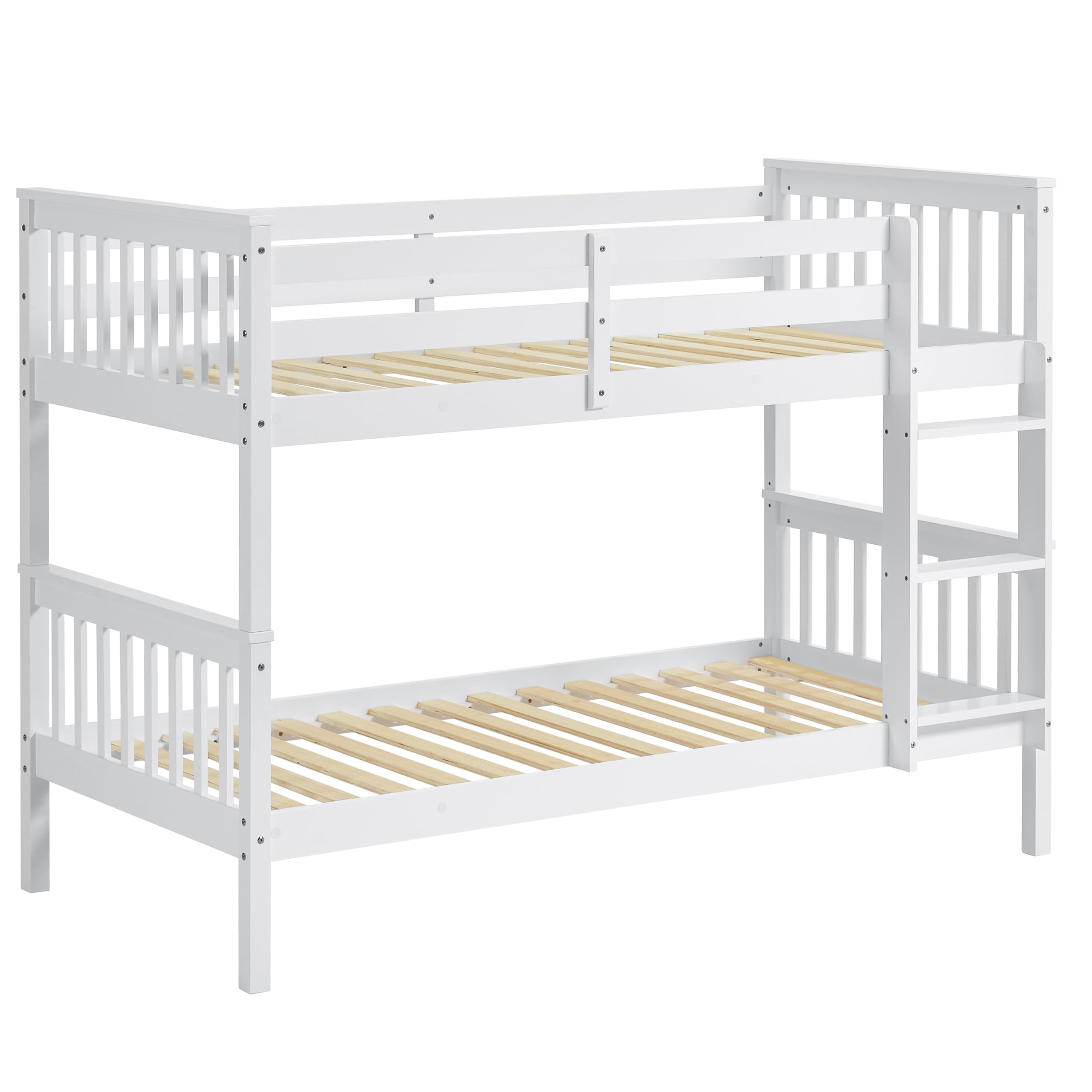 Vida Designs Milan Bunk Bed - Detachable Twin Sleeper, Solid Pine Wood, White Finish 8