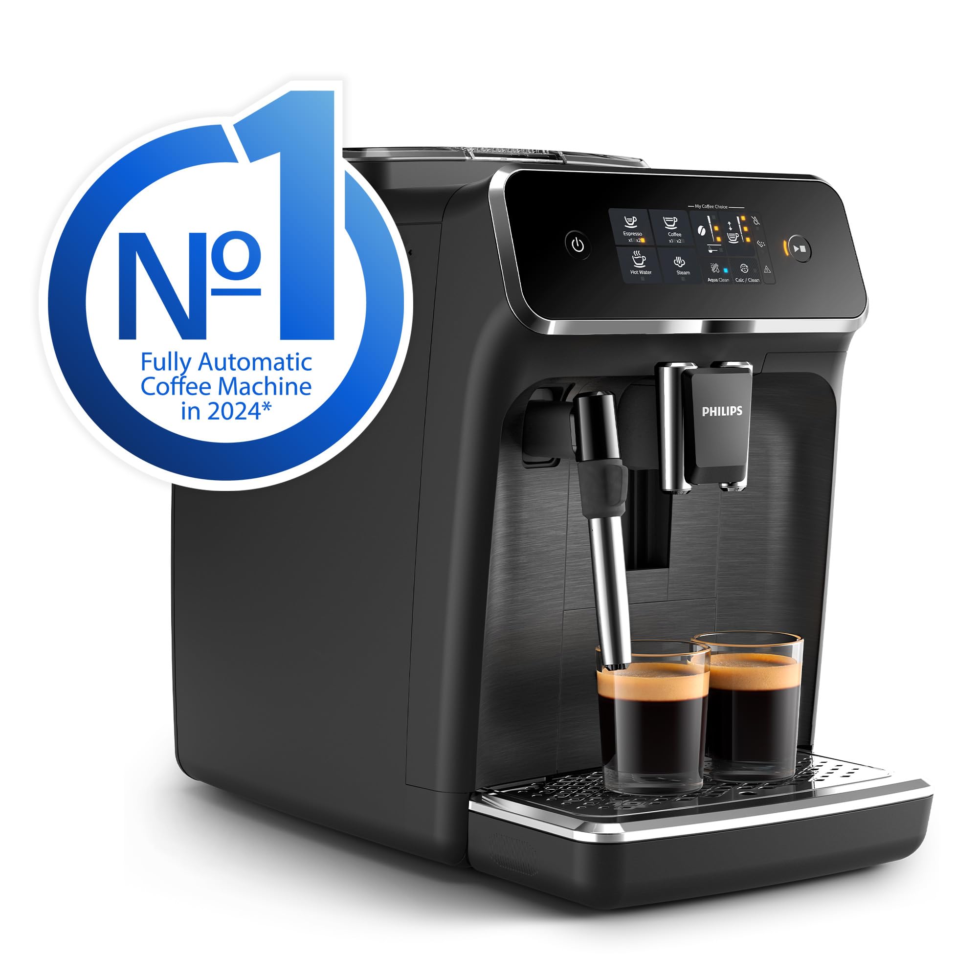 Philips 2200 Series Bean to Cup Coffee Machine - 2 Coffee Varieties, Classic Milk Frother, Black