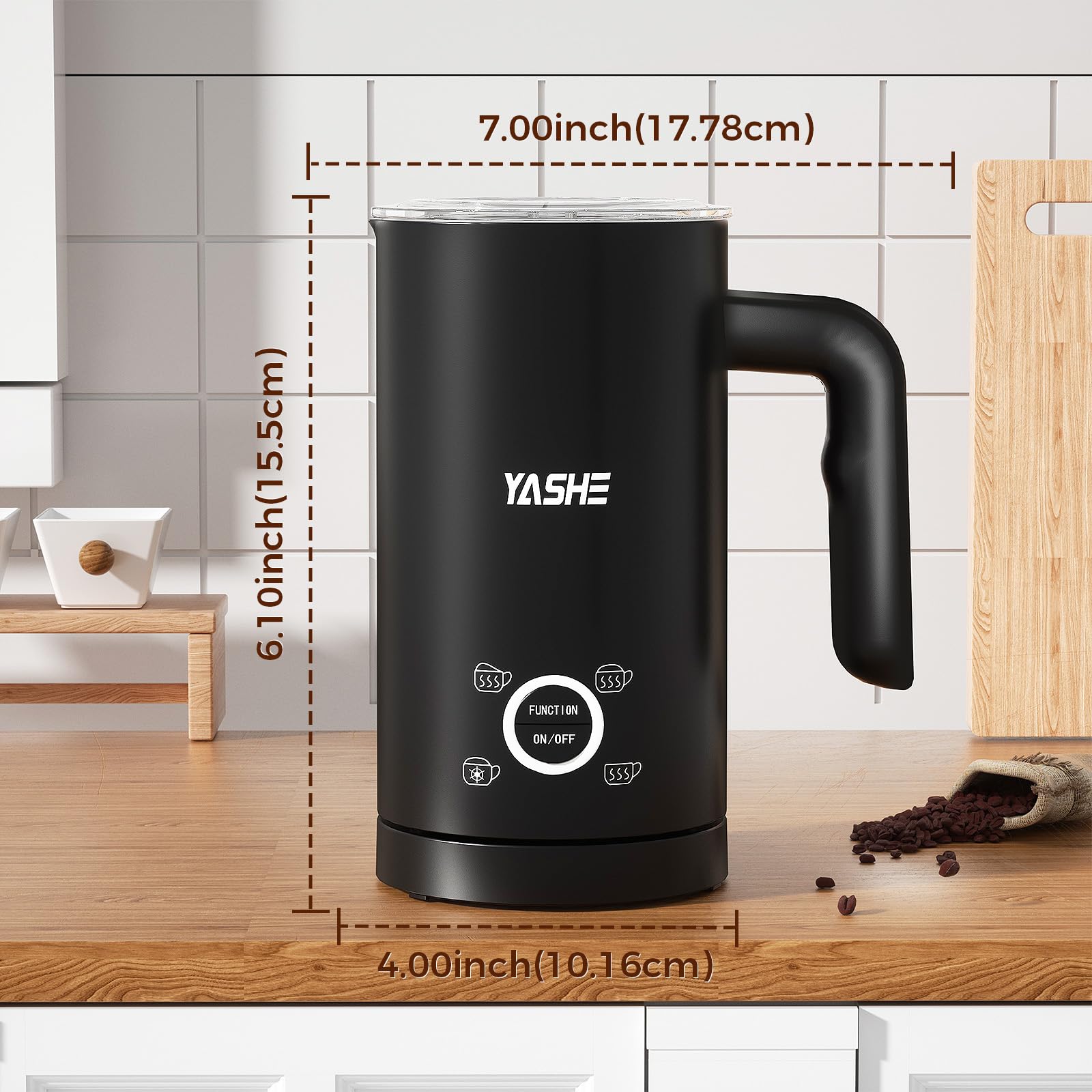 YASHE Electric Milk Frother - 4-in-1 Automatic Frother & Steamer | 10oz Capacity 7