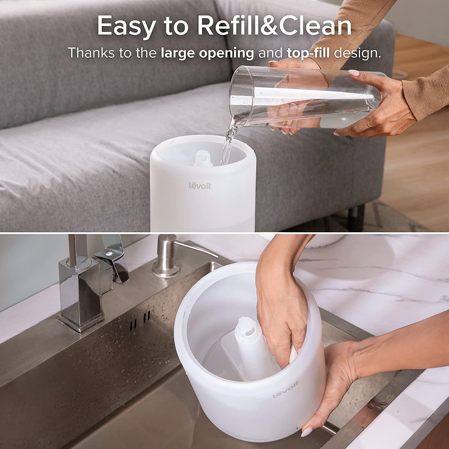 Levoit 3L Smart Cool Mist Humidifier - Top-Fill, Auto Mode, Up to 25H Run Time | Covers 27㎡ 8
