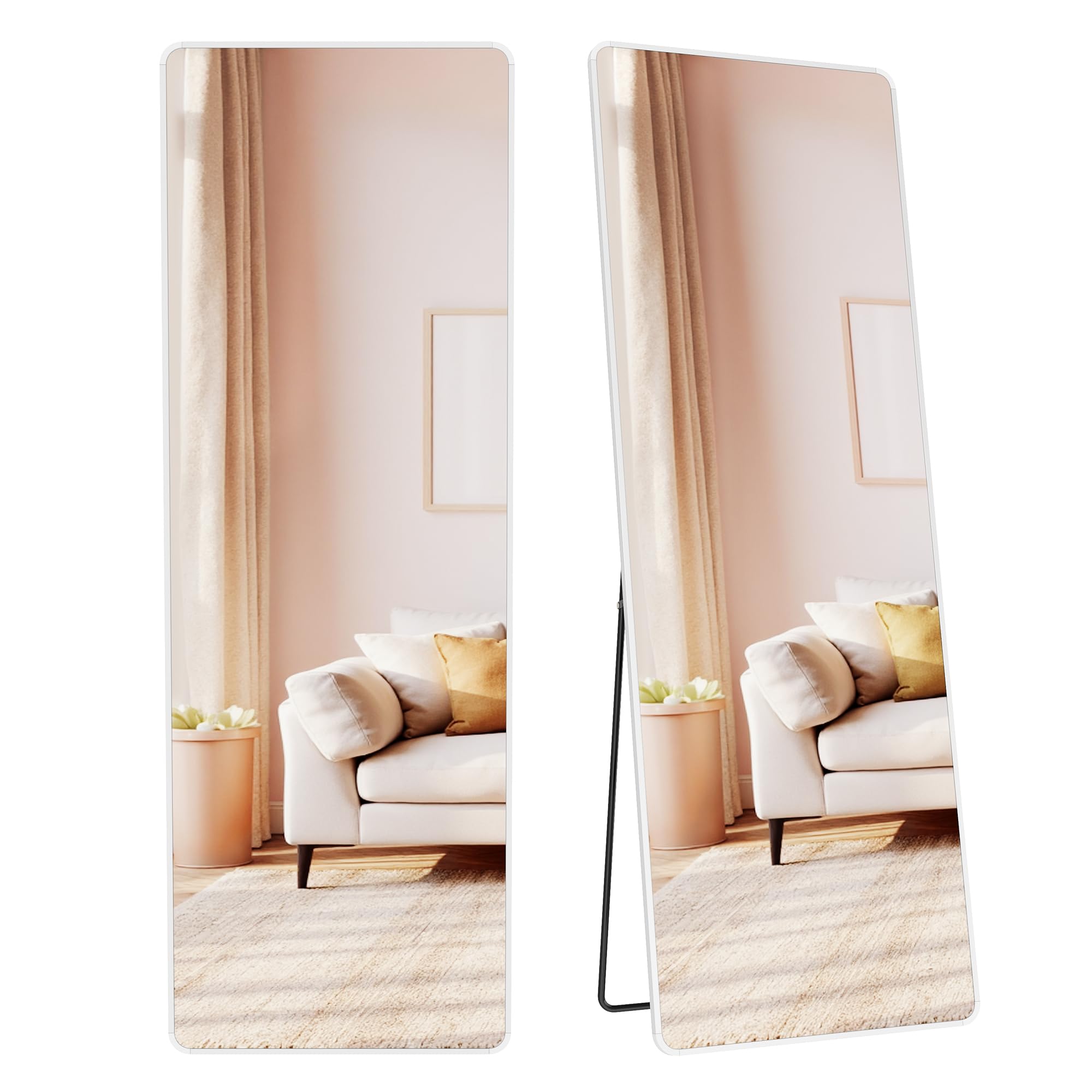 SONGMICS Full Length Floor Mirror - 160 x 50 cm Rectangle | Matte White | Rust-Resistant Aluminium Frame 1