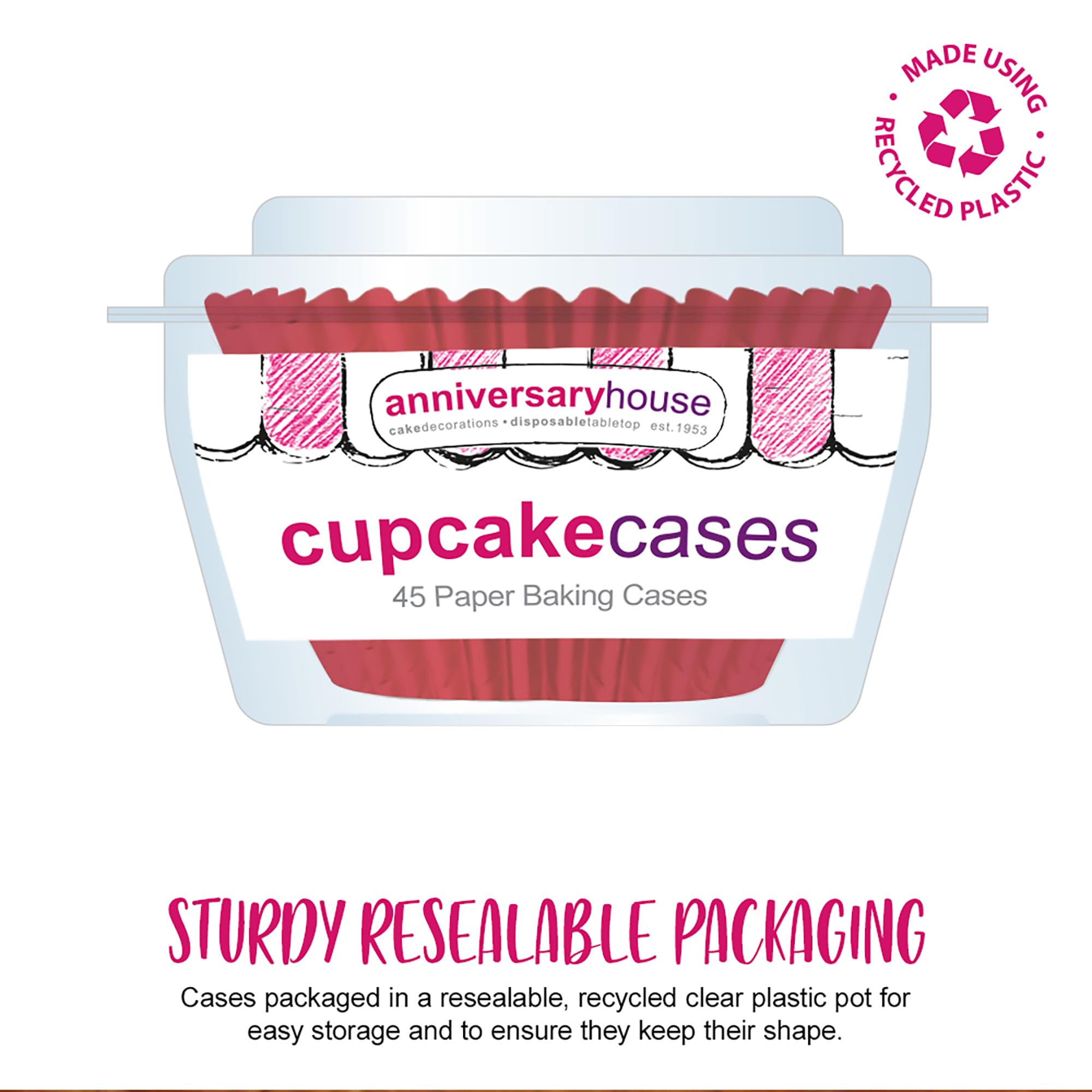 Anniversary House Red Foil Cupcake Cases - 45 Count | Heavy-Duty Foil | Fits Standard Tins 4