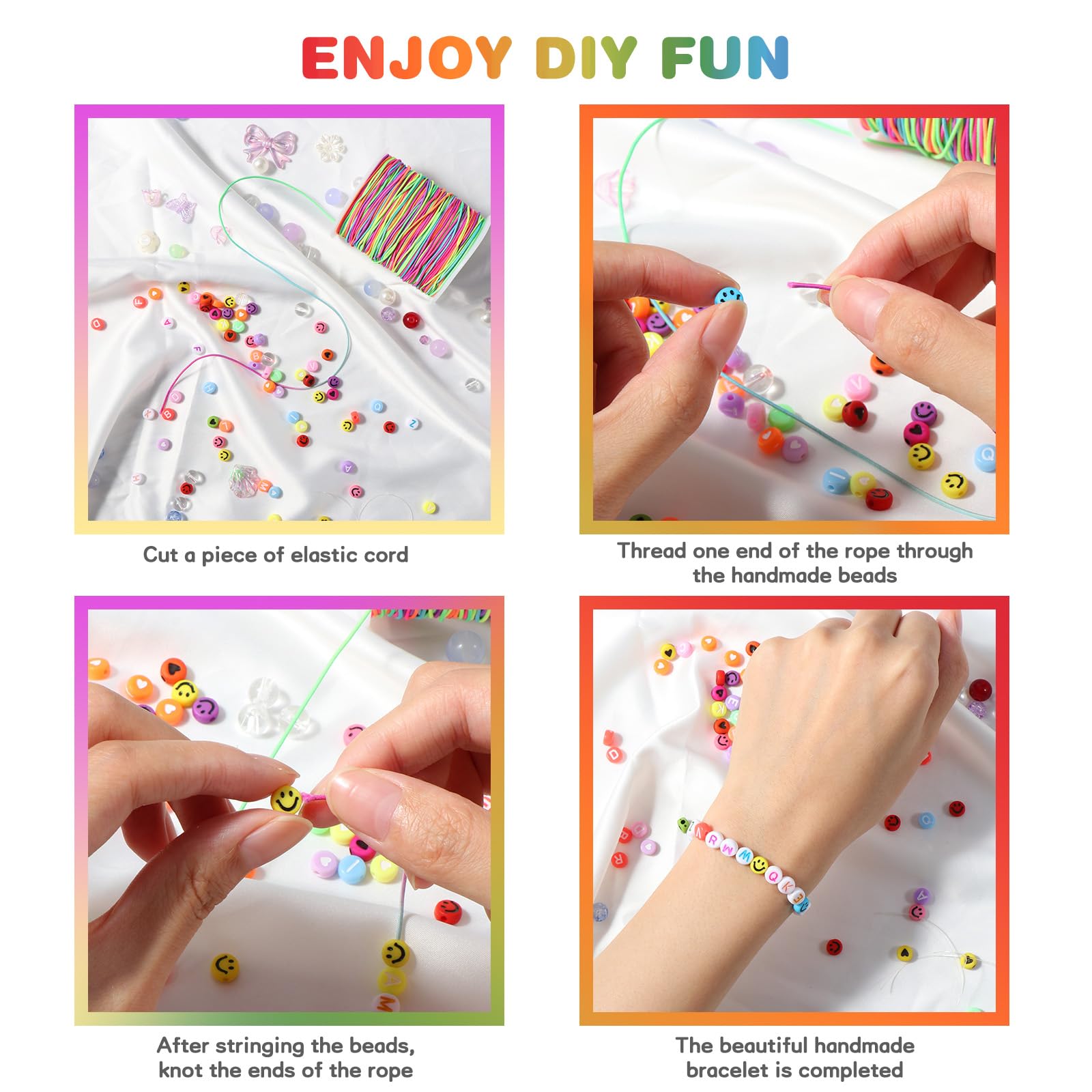 Diboniur Rainbow Elastic String for Bracelet Making - 1mm Diameter, 100m Length | TPE & Nylon 5