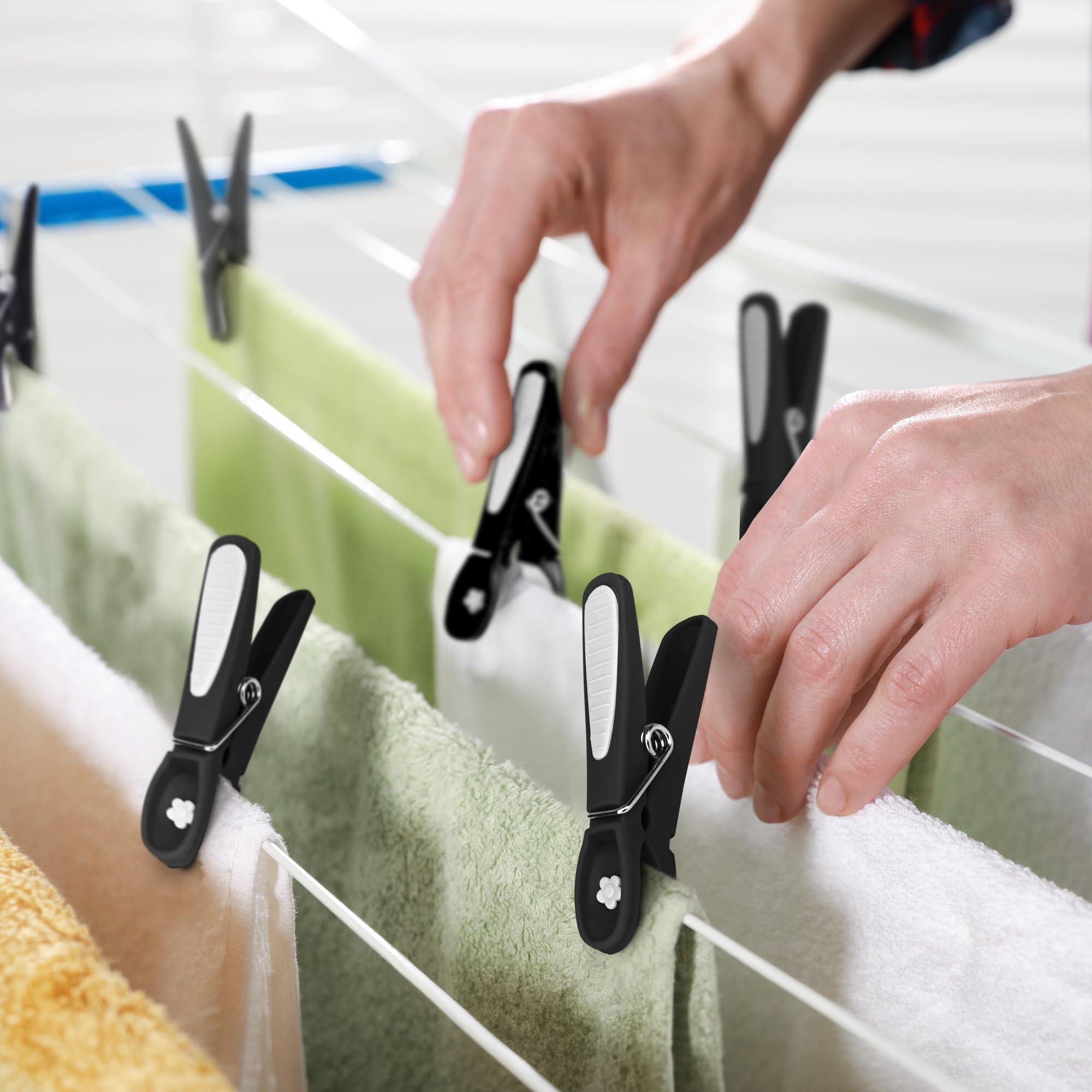 KEPLIN Clothes Pegs for Washing Line - 48 Pack Black | Weather Resistant | Strong Grip 7