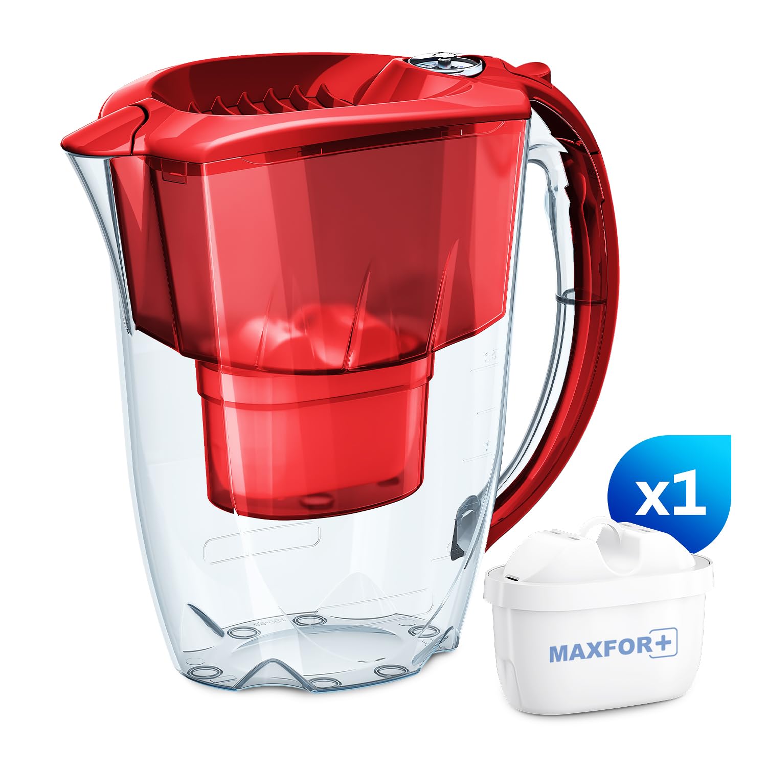AQUAPHOR Amethyst Water Filter Jug - 2.8L Capacity | Includes 1x MAXFOR+ Cartridge | Red 2