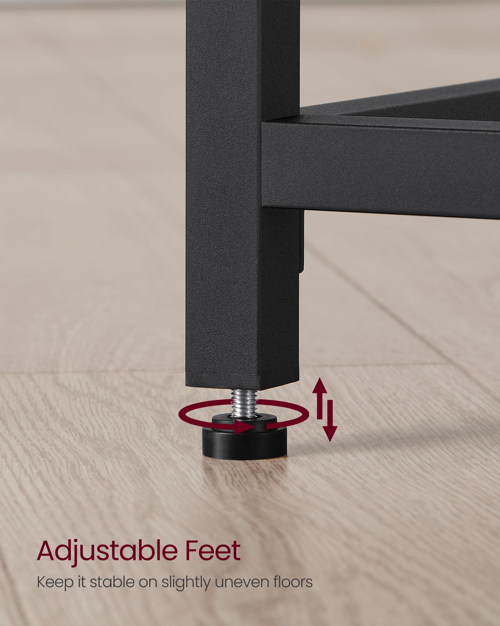 VASAGLE Computer Desk - Compact 100 x 50 cm Workspace | Sturdy Steel Frame | Adjustable Feet 8