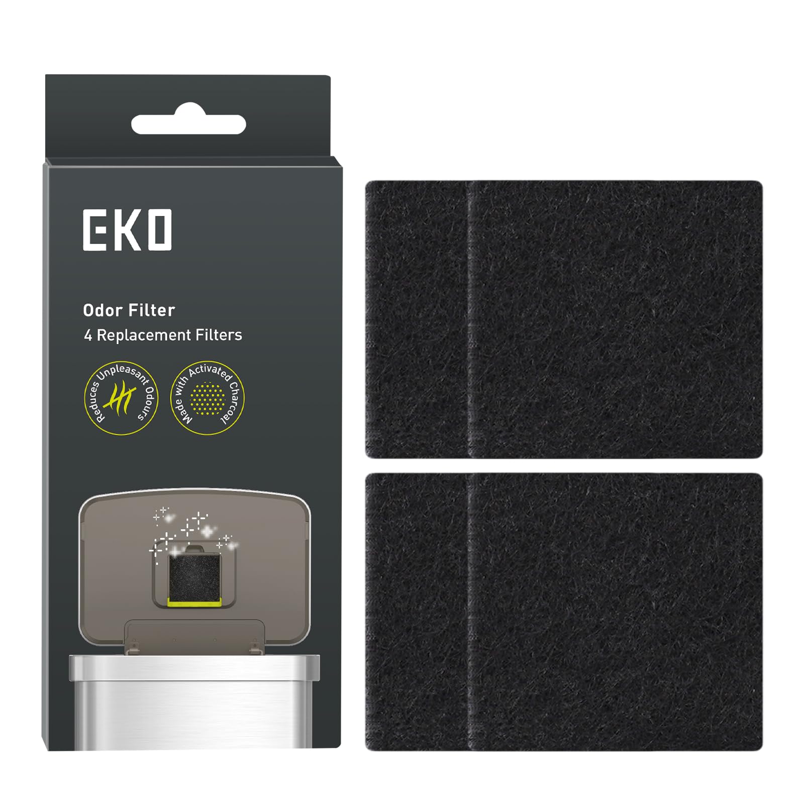 EKO Odour Filter Refills - Activated Charcoal Deodorizer for Kitchen & Compost Bins | 4 Pack