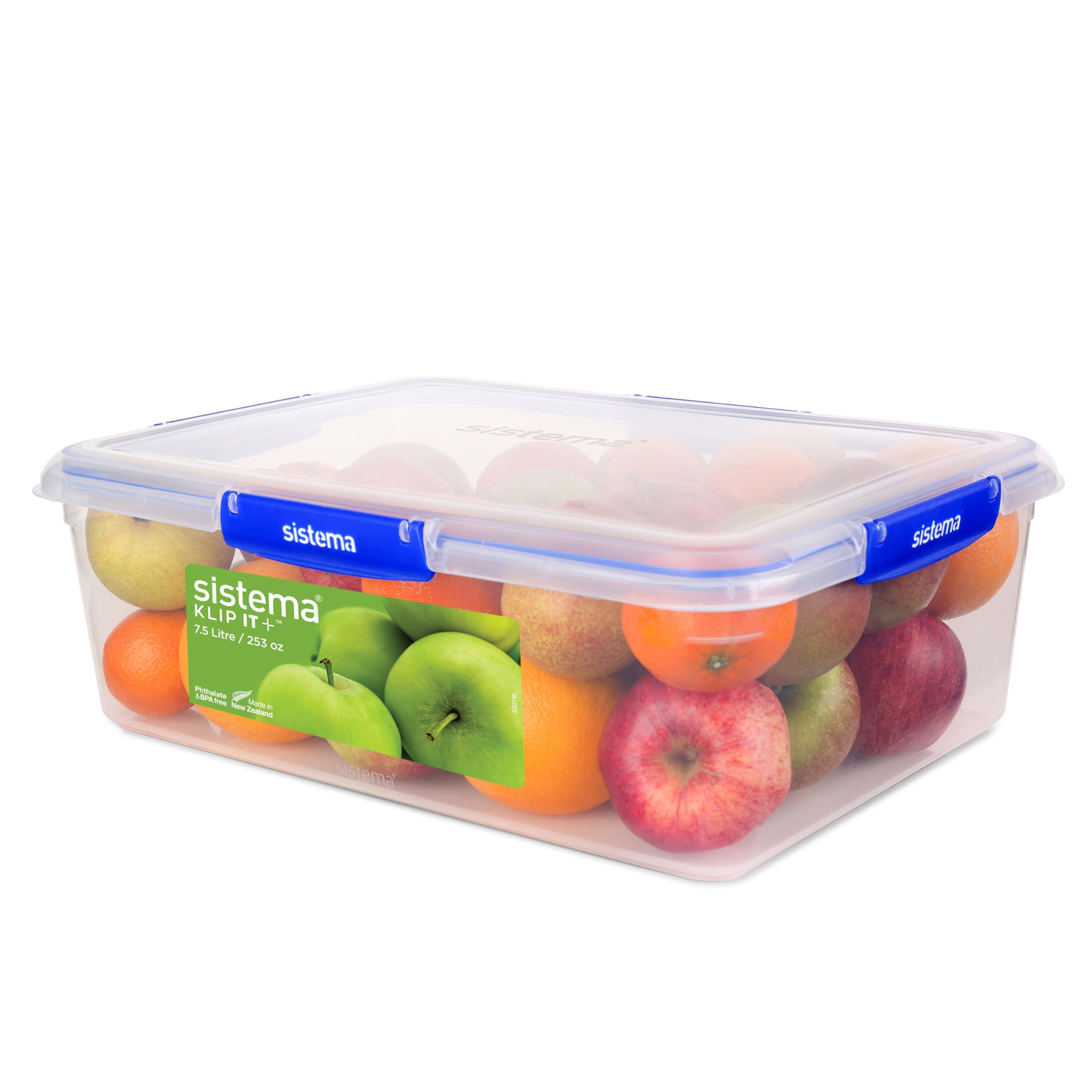 Sistema KLIP IT PLUS Food Storage Container - 7.5L Rectangle | Stackable Airtight Fridge/Freezer Box | BPA-Free Plastic