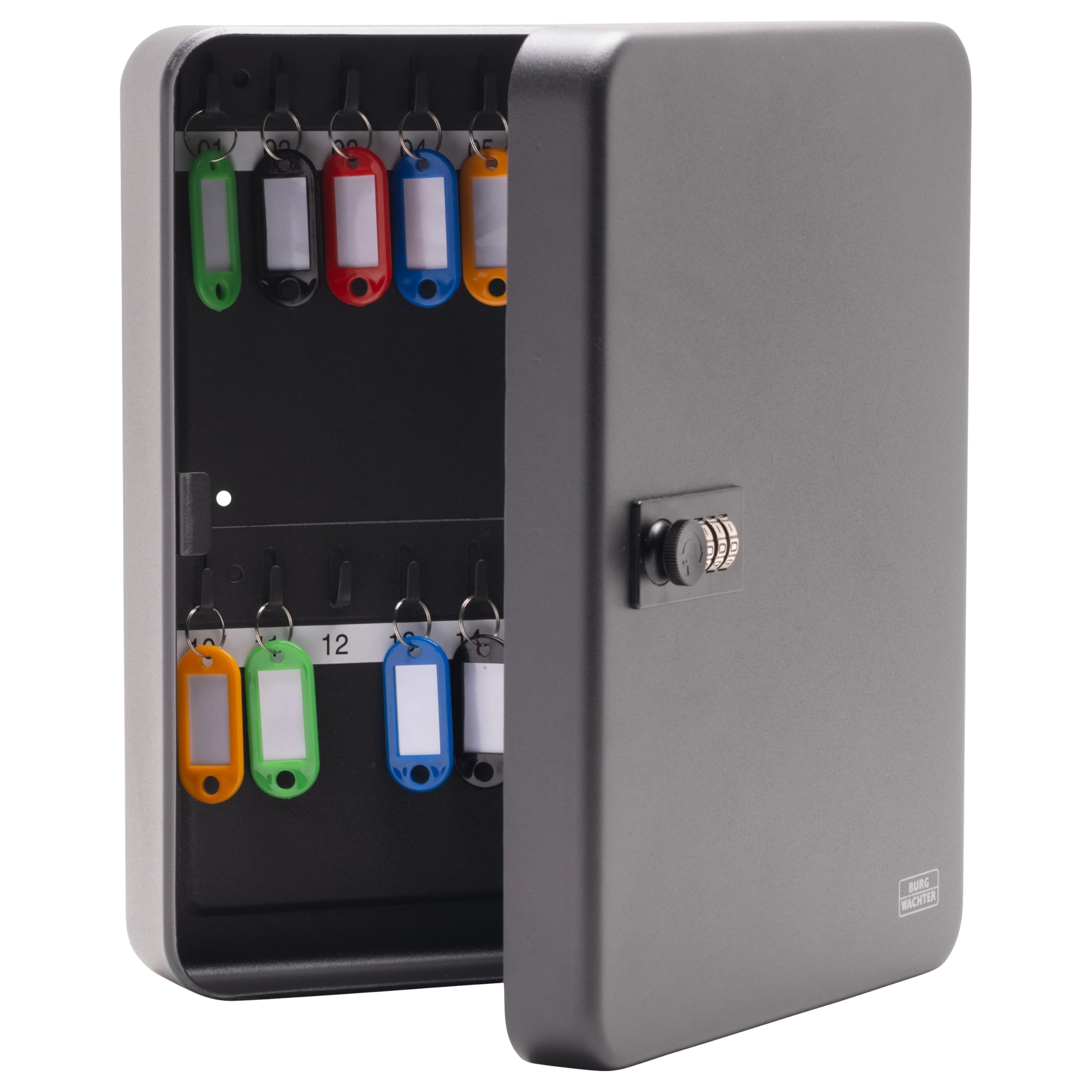 Burg-Wächter KC36C Wall Mountable Combination Key Cabinet - 36 Hooks | Matt Black Steel