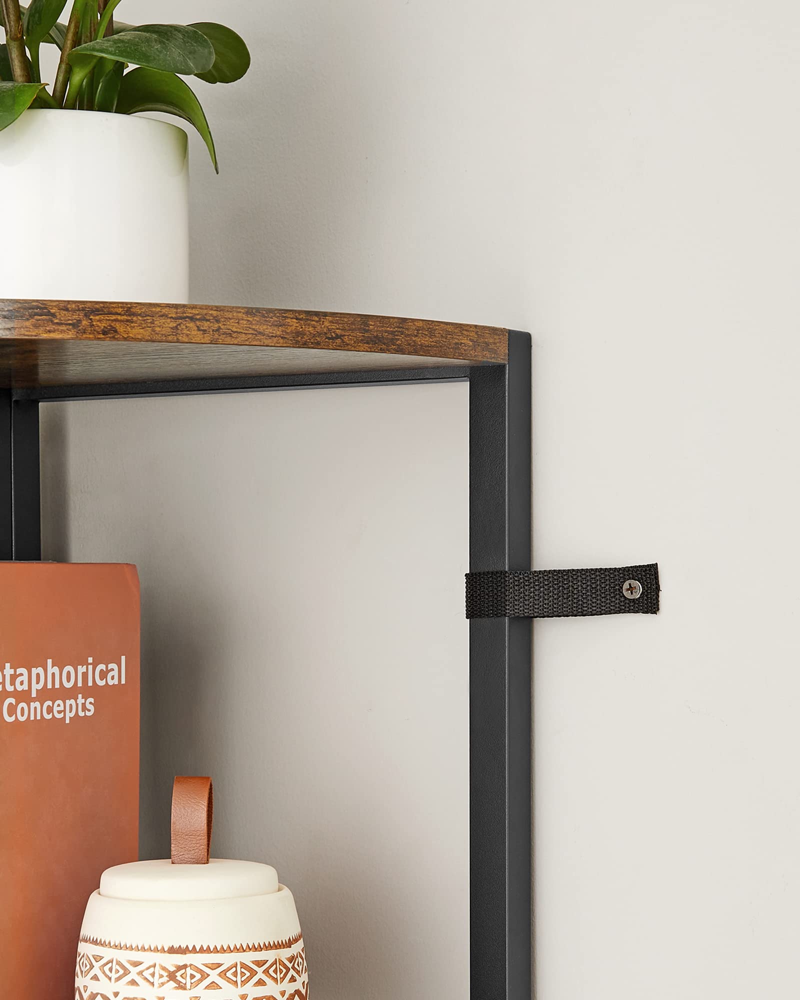 VASAGLE 5-Tier Corner Shelf - Space Saving Storage | Rustic Brown & Black | 11.3kg Load Capacity 6