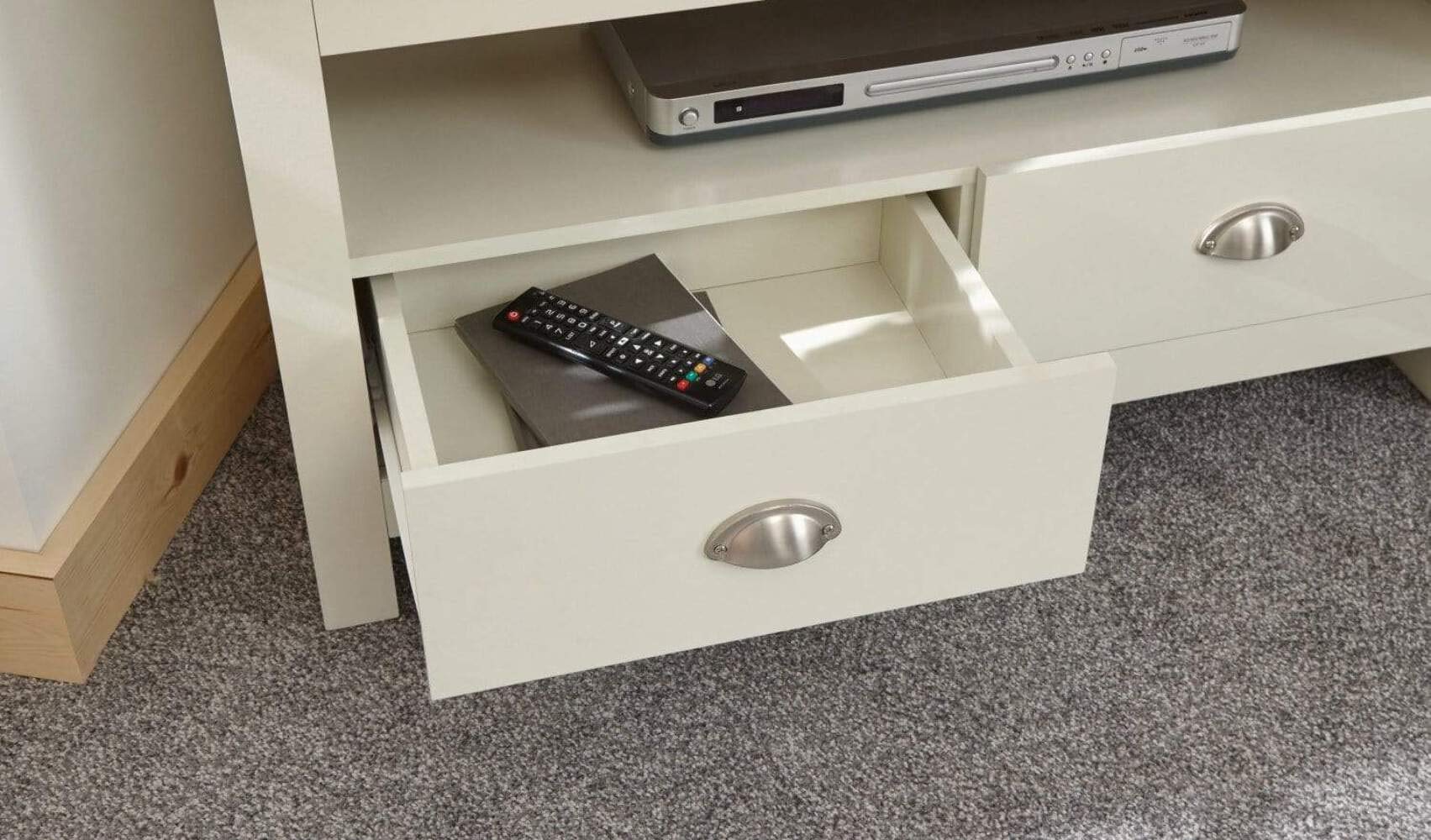 GFW Lancaster Wood Corner TV Cabinet with Shelf & Drawers | Cream Finish | H 51cm x W 95cm 9