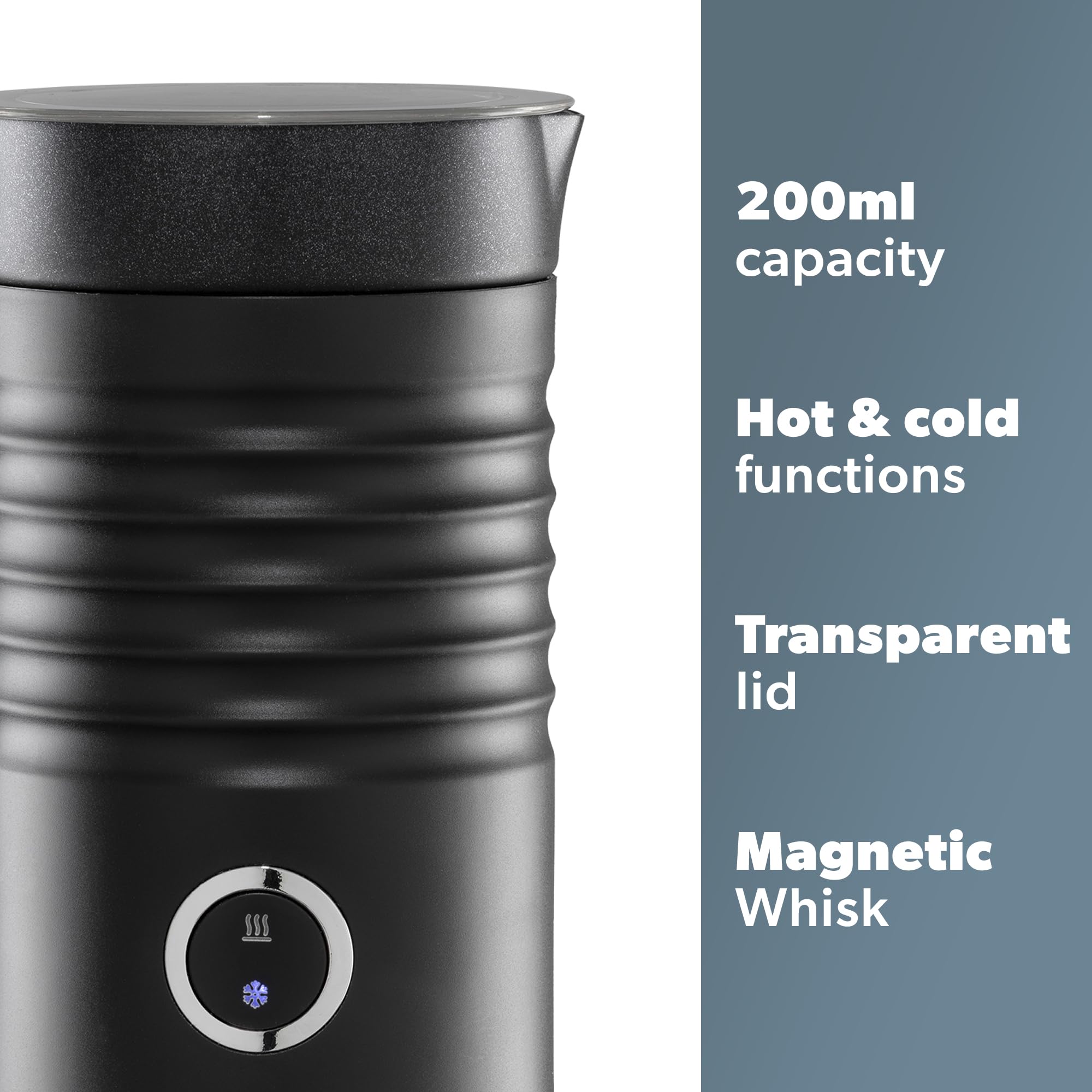 Daewoo Electric Milk Frother - 4 Settings for Hot & Cold Frothing | Black