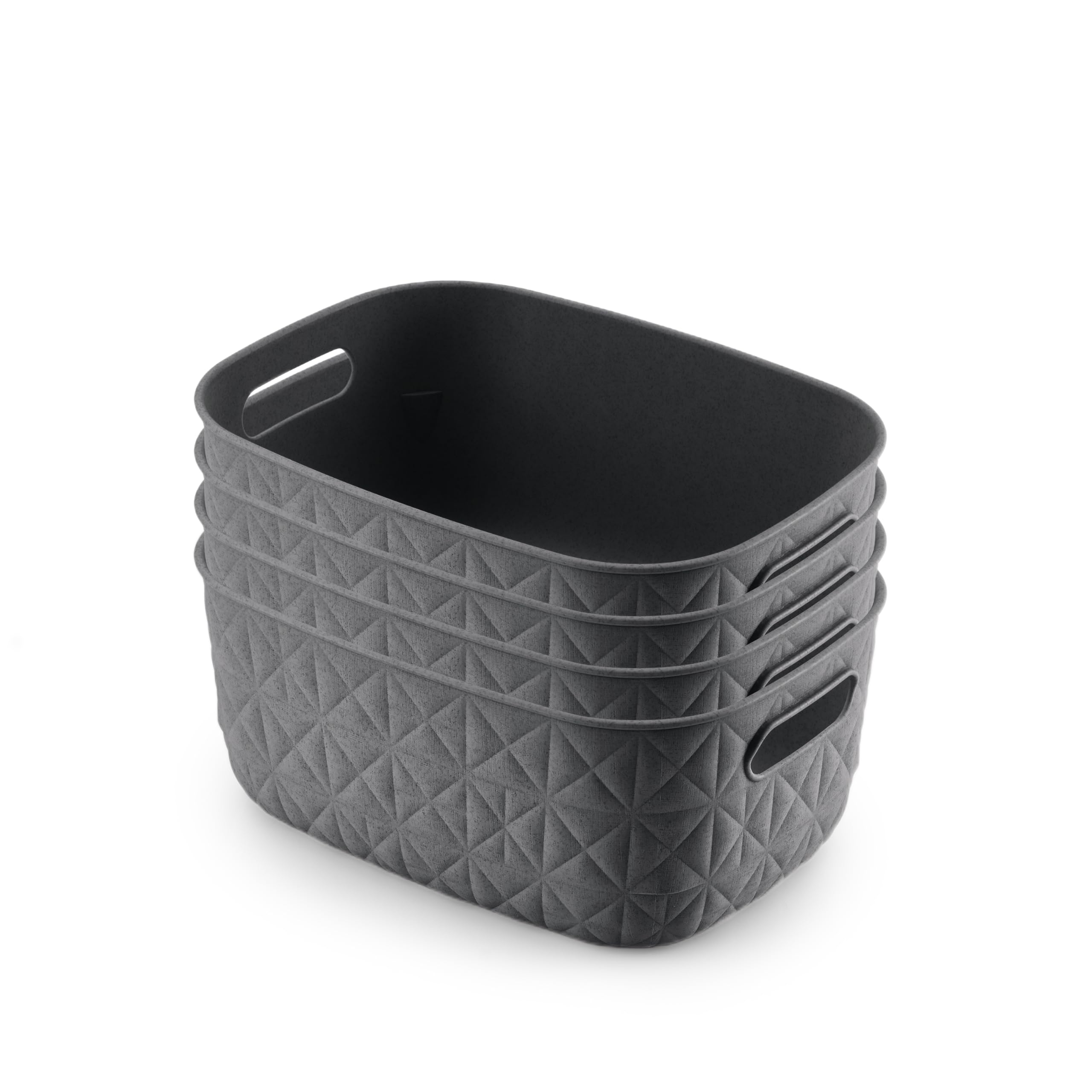 CURVER Softex 4L Storage Baskets - Set of 4 | 100% Recycled Resin | Dark Grey 1