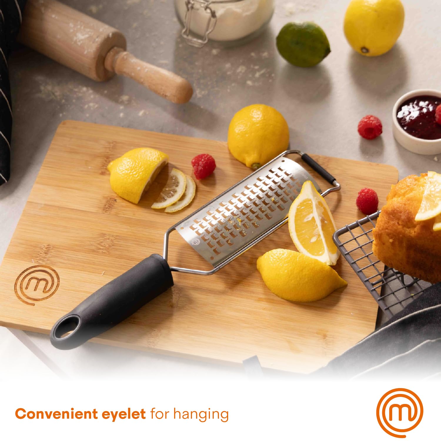MasterChef Stainless Steel Flat Mini Grater Handheld for Parmesan, Ginger, Lemon Zester | Black 5