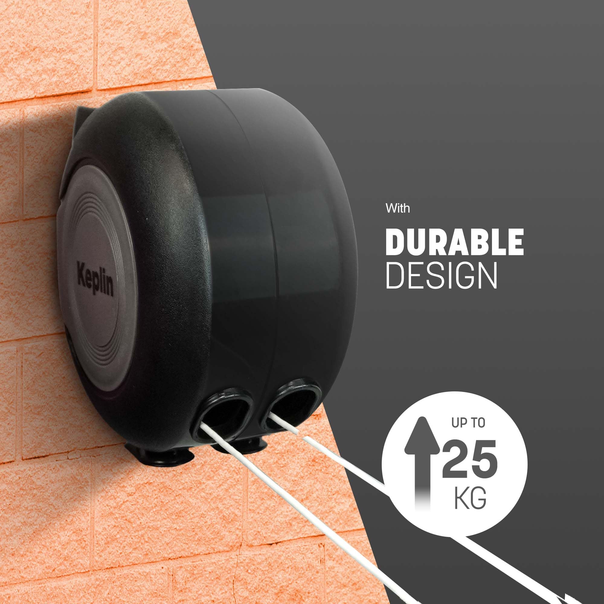 KEPLIN Retractable Washing Line - 30M Heavy-Duty Dual Clothesline | 15kg Capacity | Plastic 4