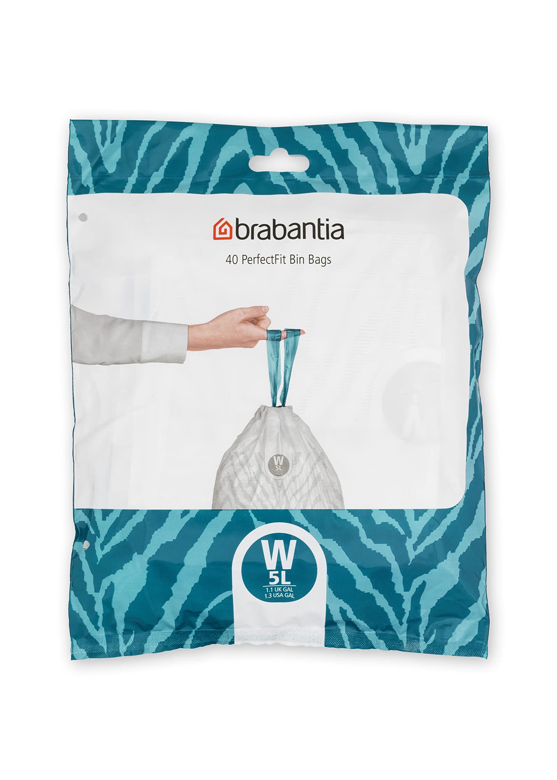 Brabantia PerfectFit Bin Liners - Size W 5L | Tear-Resistant Plastic Bags with Tie Tape | 40 Count, White 1