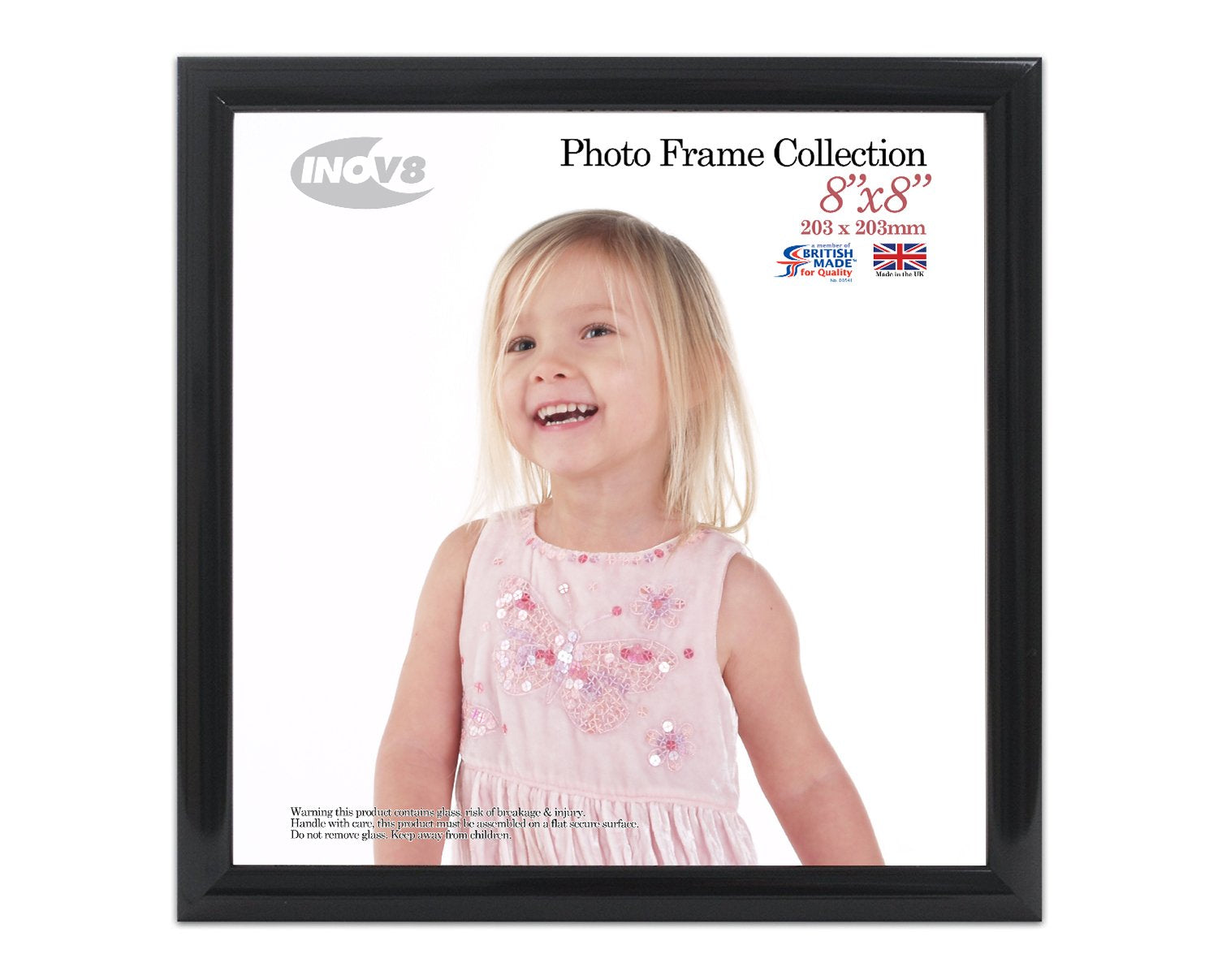 INOV8 PFVS-VBLK-88 Photo Frame - 8 x 8 inch | Black Finish | Interchangeable Mat