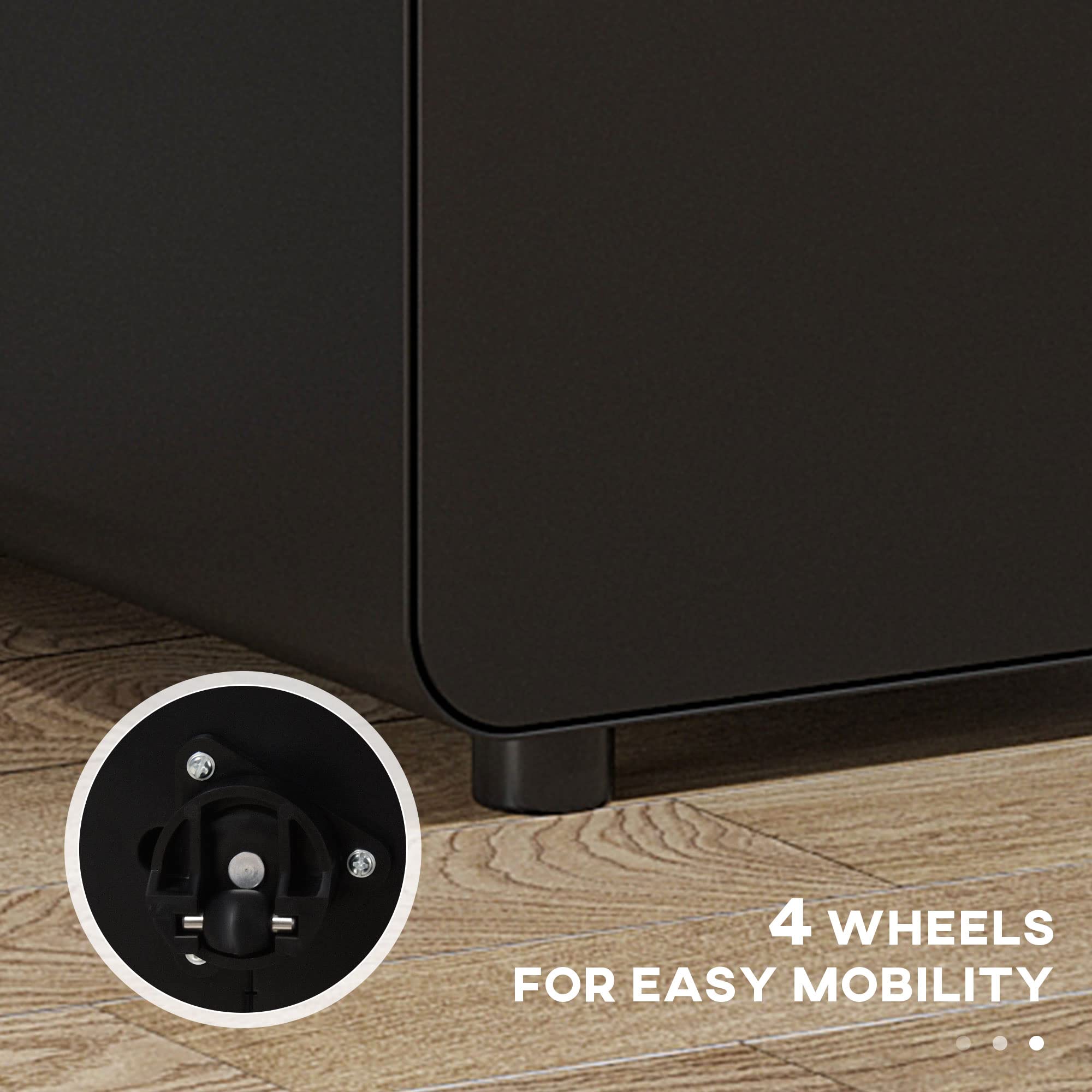 Vinsetto Lockable Mobile File Cabinet with 3 Drawers | Steel Body | Black | 39W x 48D x 59H cm 5