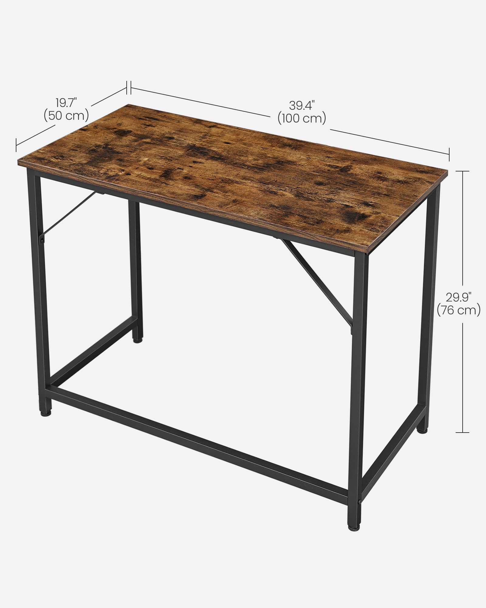 VASAGLE Computer Desk - Industrial Design, Rustic Brown/Black | 100 x 50 cm Top | 50 kg Load Capacity 3