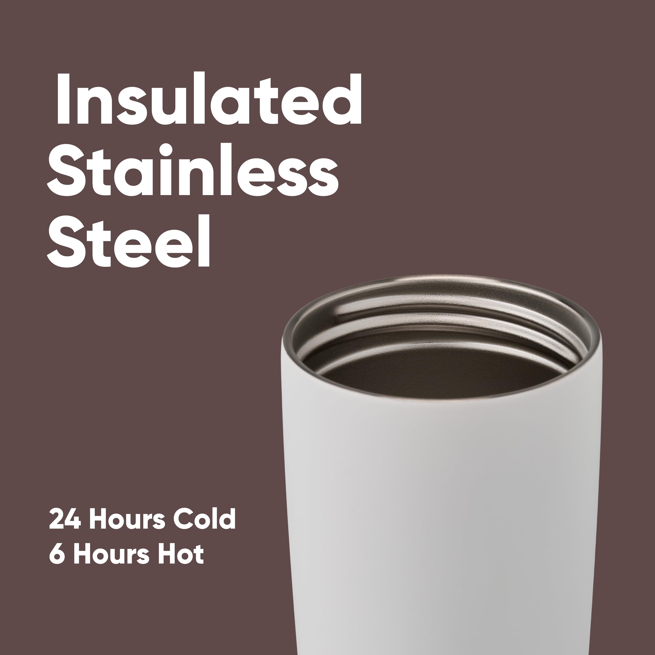 Owala SmoothSip Slider Insulated Stainless Steel Coffee Tumbler - 590ml, Tan/White (Vanilla Bean) 4