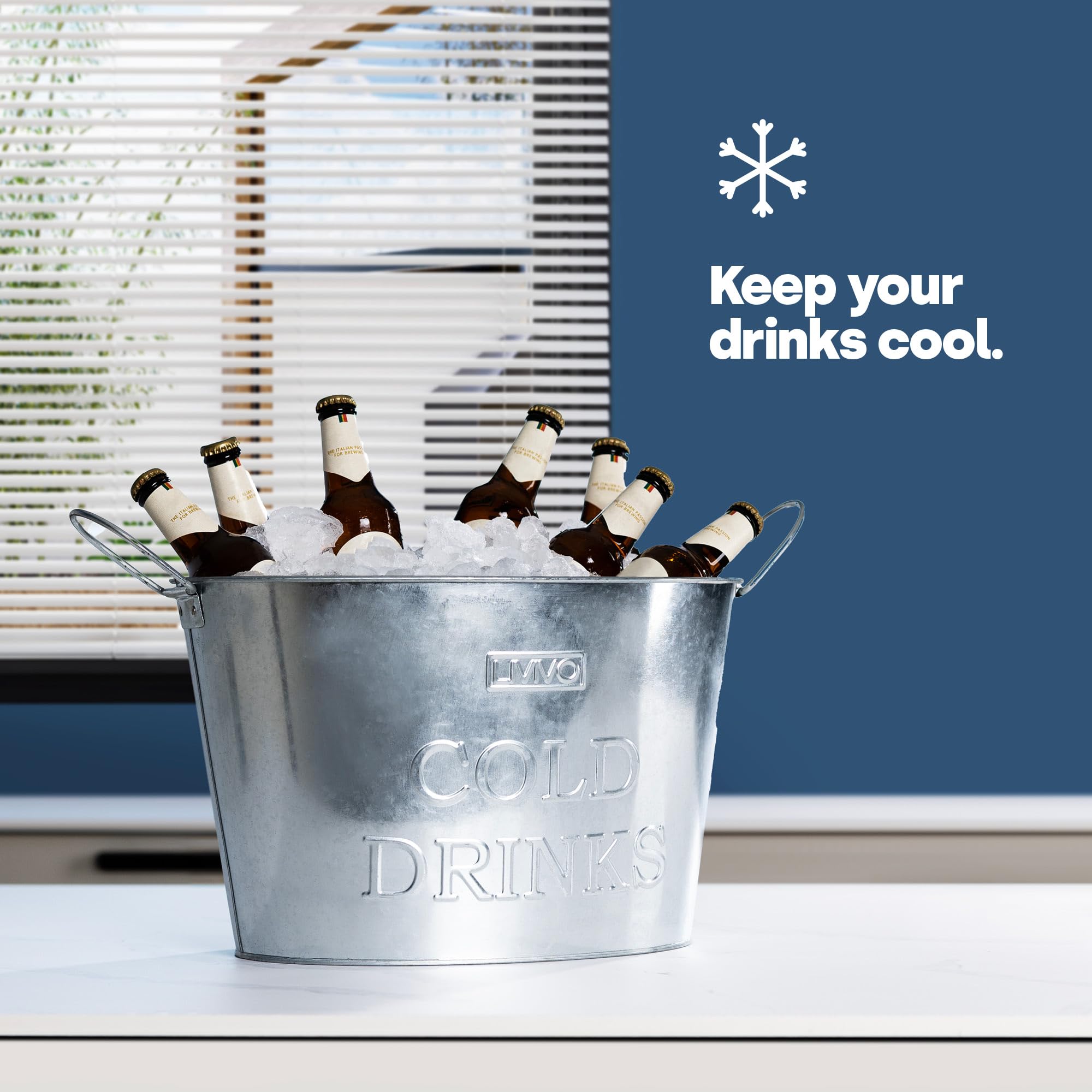 LIVIVO Galvanised Steel Ice Bucket - 24L Capacity with Handles | Portable | Steel Color 4