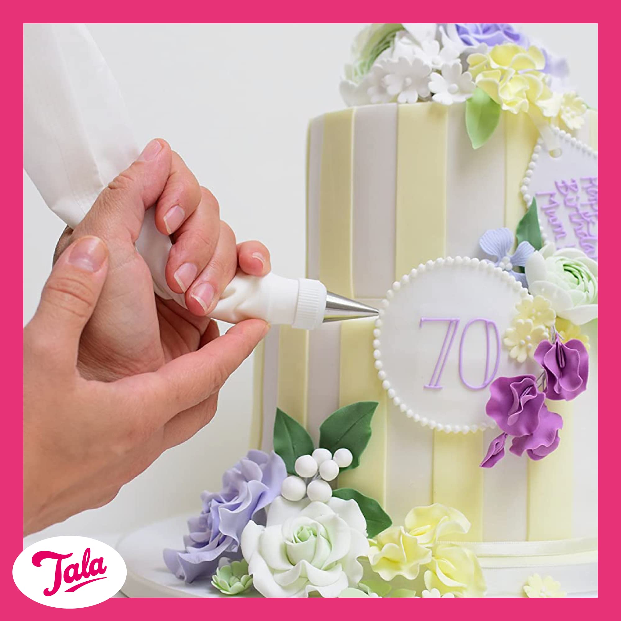 Tala Icing Bag Set with 8 Stainless Steel Piping Nozzles | Reusable Anti-Slip Bags | Easy Handwash Cleaning 5