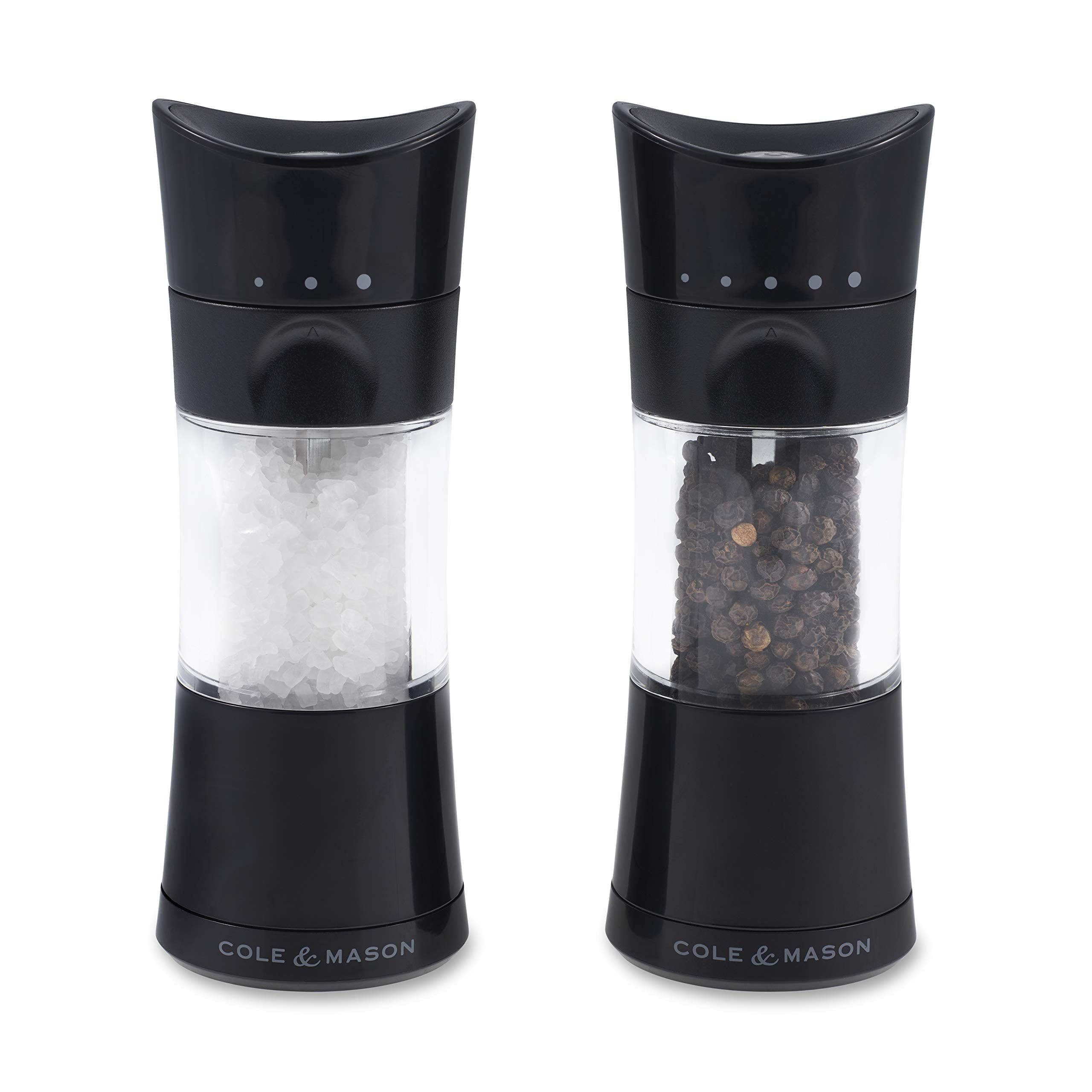 Cole & Mason H306498 Harrogate Black Gift Set | 154mm | ABS Plastic & Ceramic Grinders | Mess Free 1