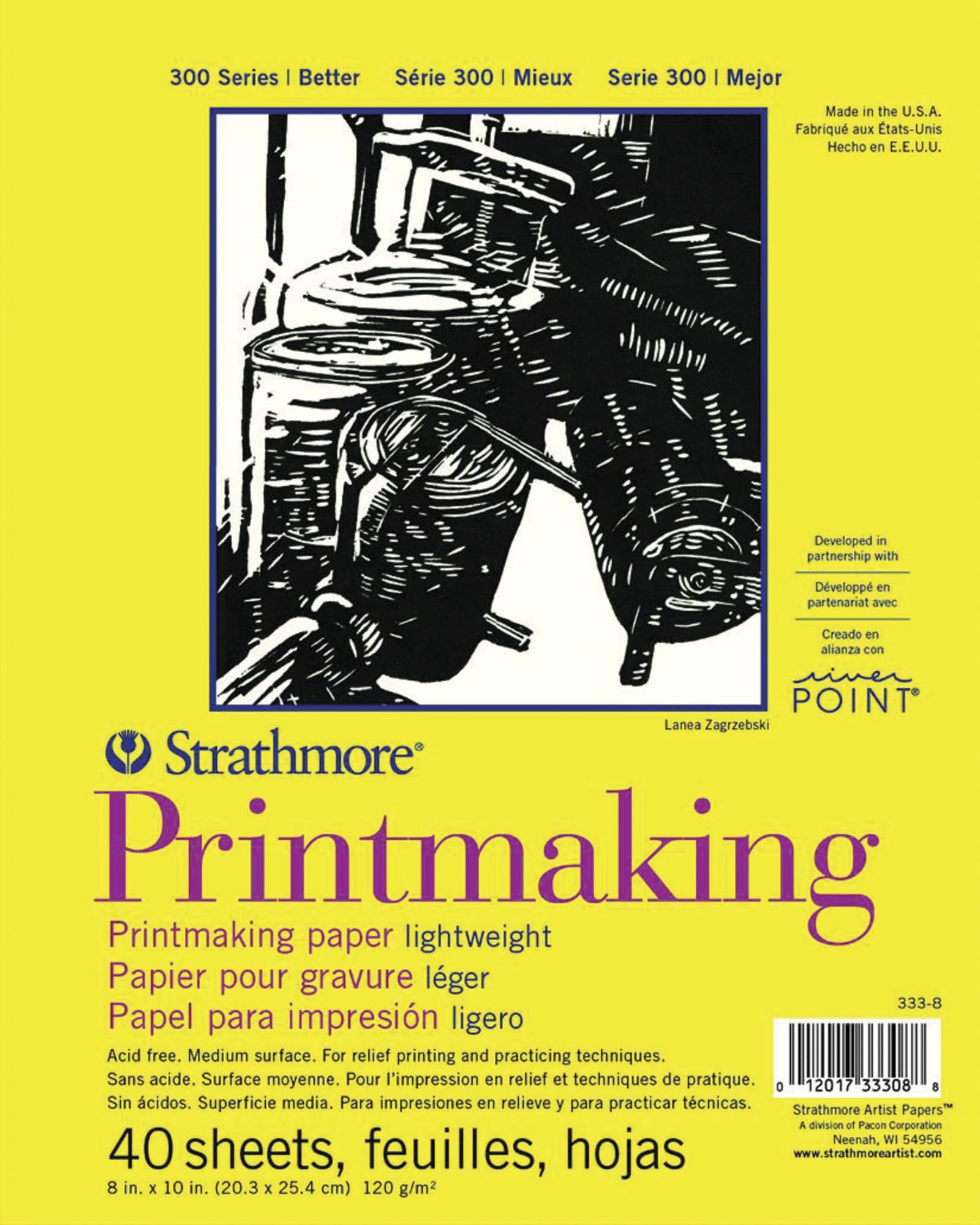Strathmore Pro-Art Printmaking Paper Pad - 8 x 10 Inch, 40 Sheets, White, 80lb Acid-Free 1