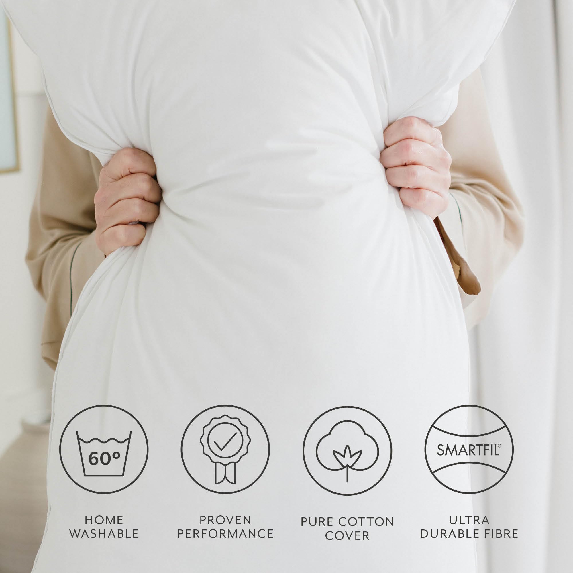 The Fine Bedding Company Spundown Pillow - Medium Support | Hypoallergenic | Washable at 60°C 5