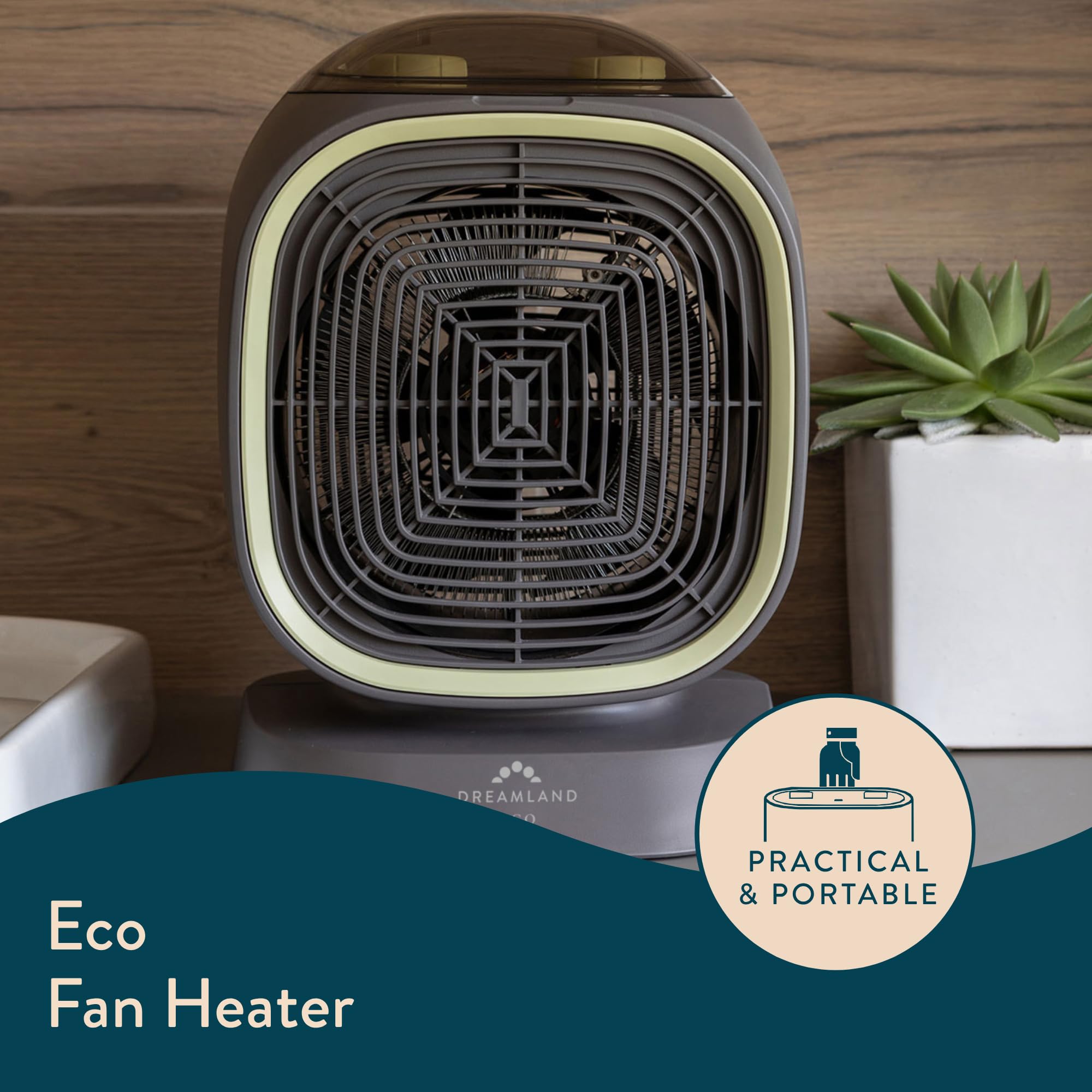 Dreamland Silent Power Eco Portable Electric Heater - 35% Energy Savings | IP21 Rated | Grey 2