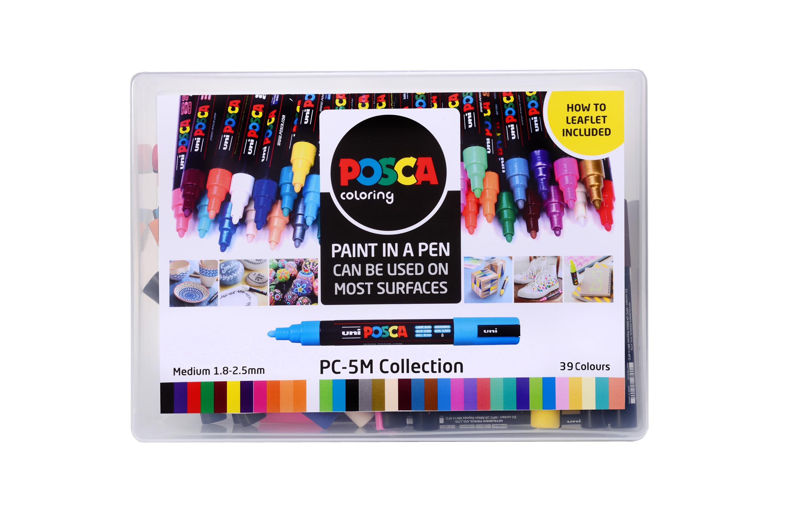 Posca PC-5M Medium Acrylic Paint Markers - Set of 39 Colors | Multi-Surface Use | Non-Toxic 1
