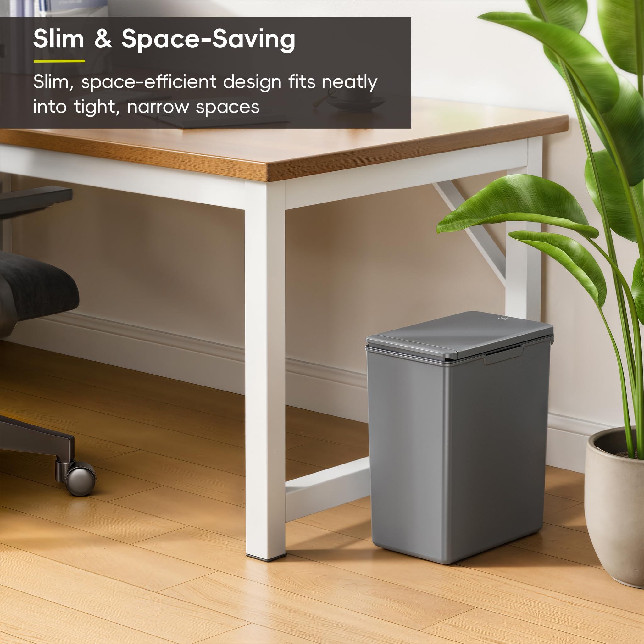 EKO Morandi 20L Kitchen Recycling Bin with Touch-Top Lid | Slim Plastic Resin Design | Dark Grey 5