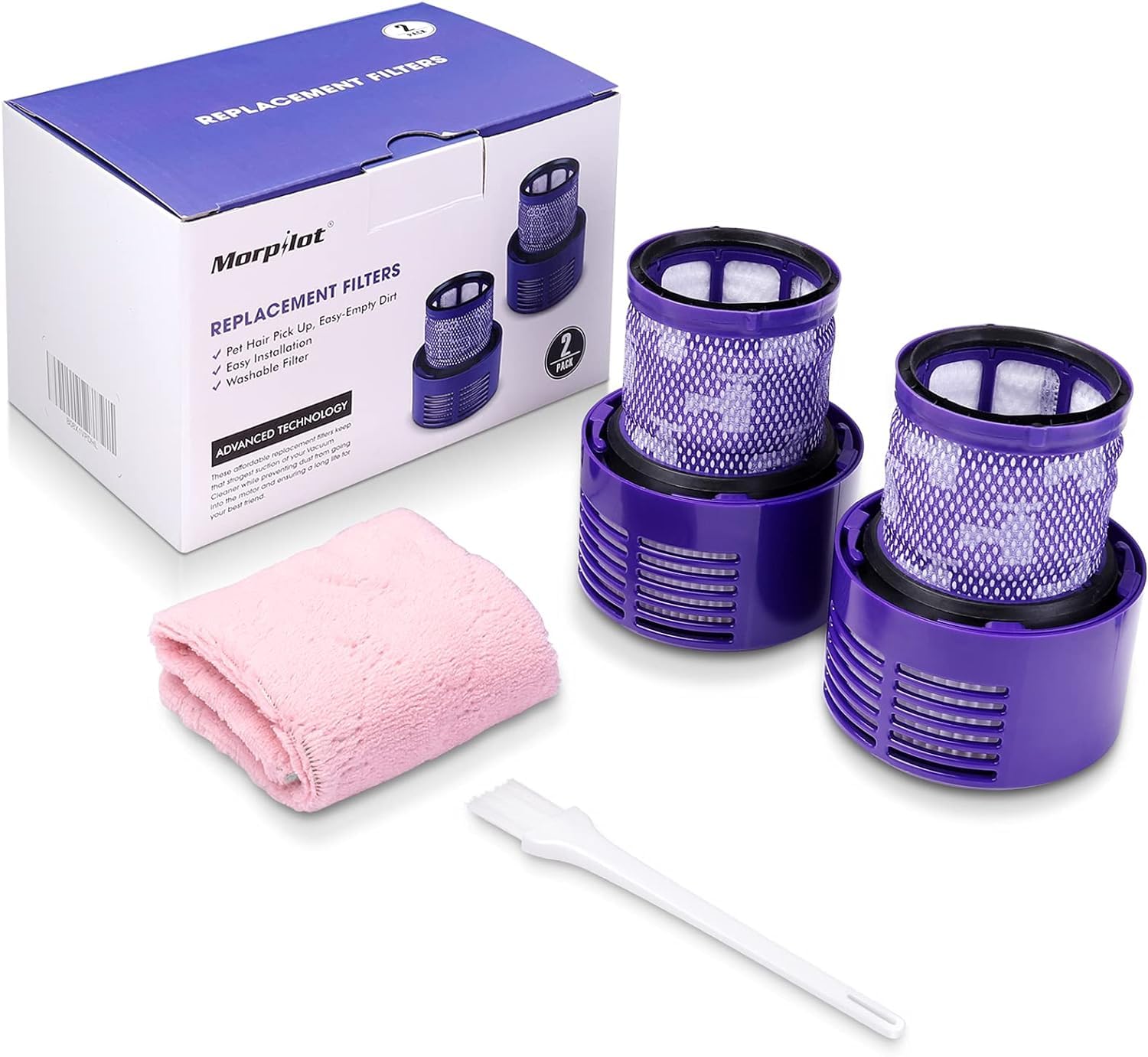 morpilot Replacement Filter for Dyson V10 - Washable HEPA | Compatible with V10 Absolute, Animal, Total Clean, SV12 | 2 Pack 7