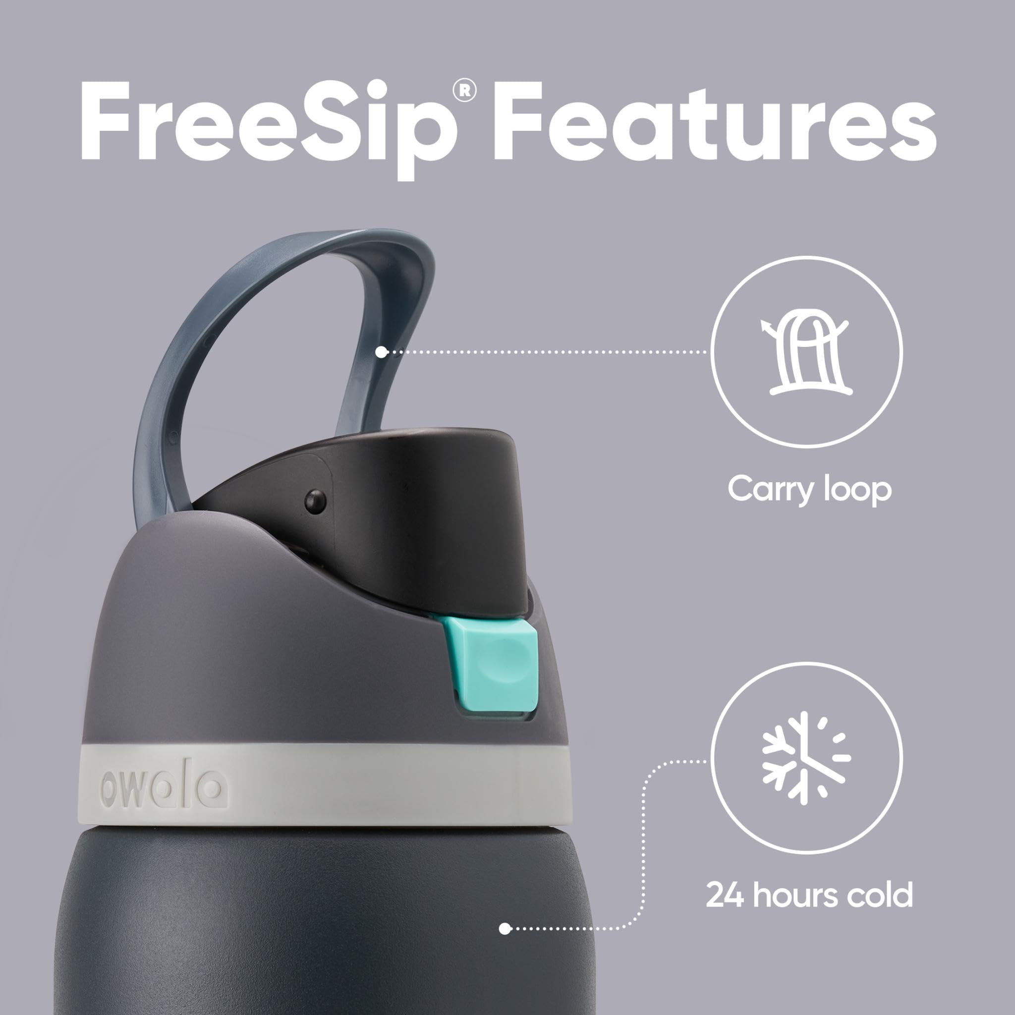 Owala FreeSip Insulated Stainless Steel Water Bottle with Straw, 945ml, Foggy Tide