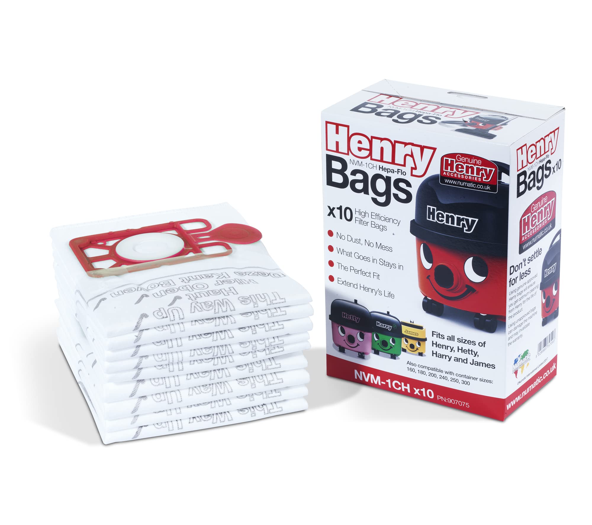 Henry HepaFlo Vacuum Cleaner Dust Bags NVM-1CH/907075 | Pack of 10 | Genuine Accessory 1