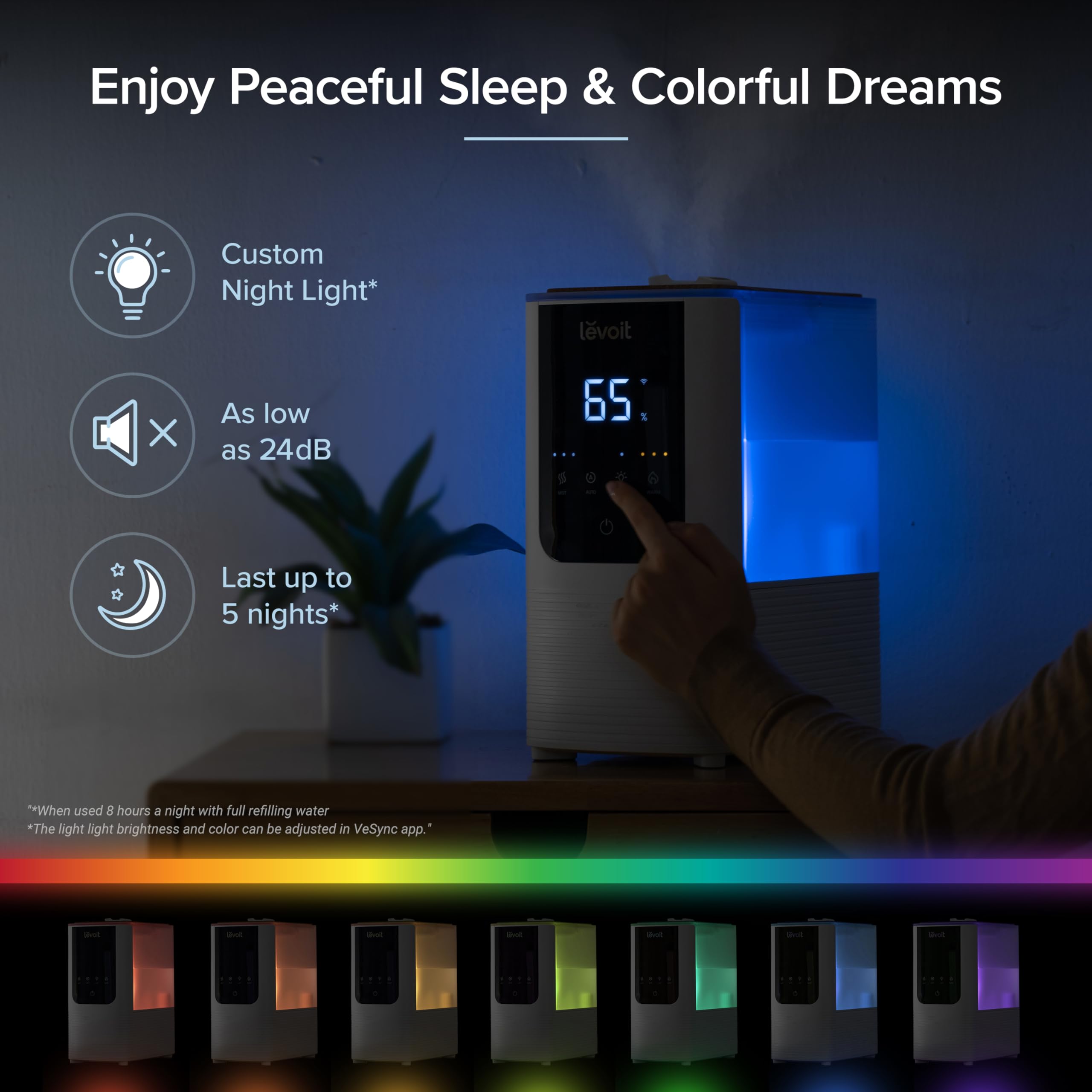 Levoit Smart Humidifier for Bedroom Home - Warm & Cool Mist, Auto Humidity, Top Fill, 26dB Quiet, Voice Control, White 6