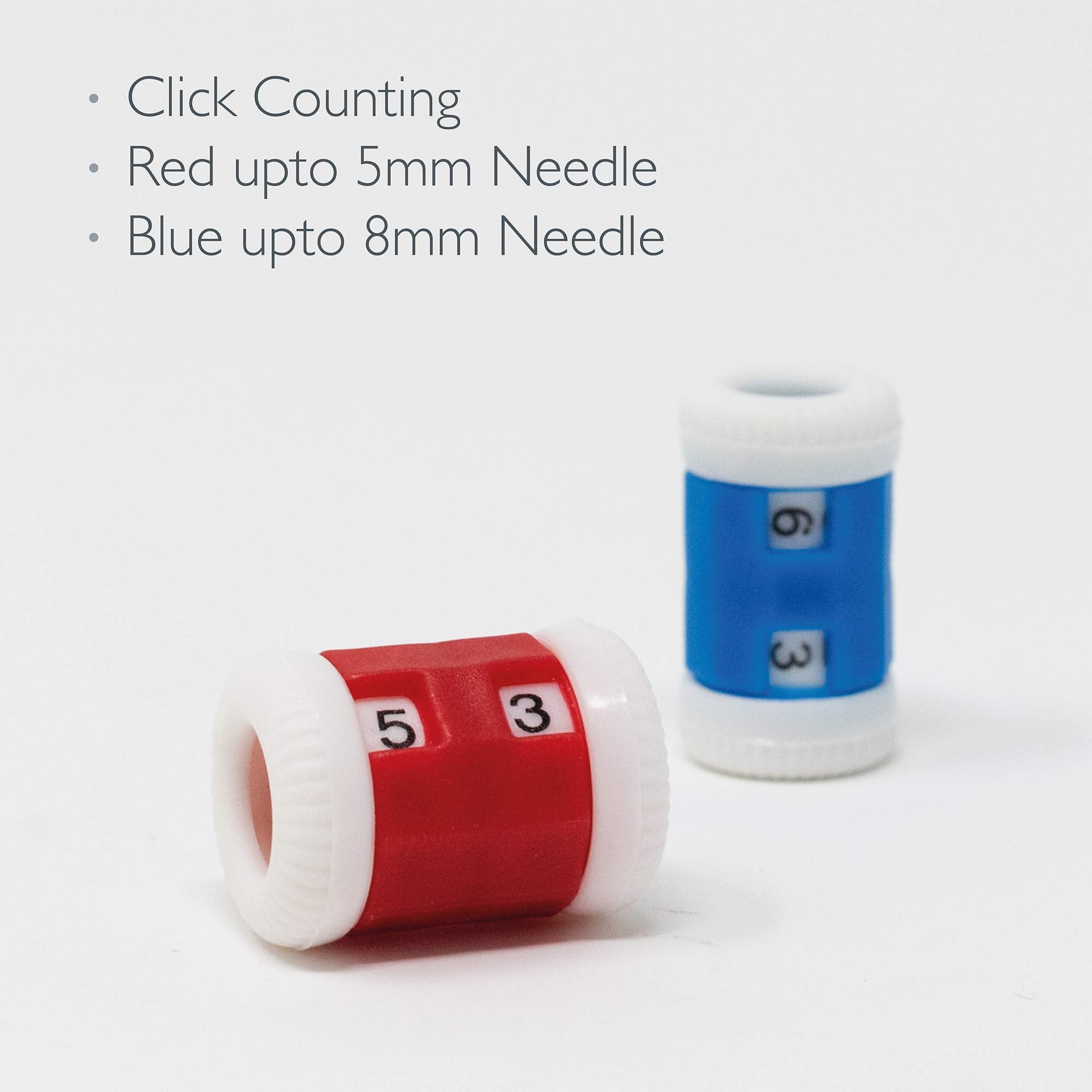 KORBOND 2-Piece Plastic Dial Operated Row Counters | Counts to 99 | Fits Needles up to 8mm