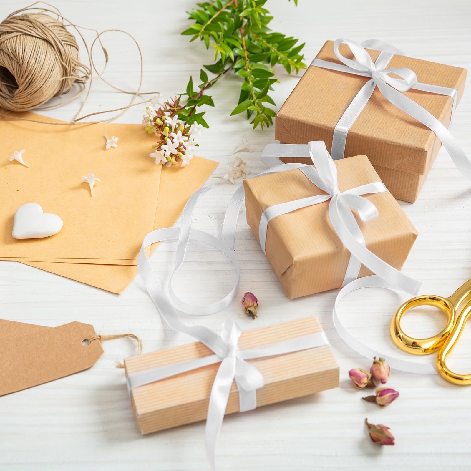 MOXYOY White Satin Ribbon - 10mm Wide, 22.8m Long Polyester Fiber for Gift Wrapping & Crafting 5