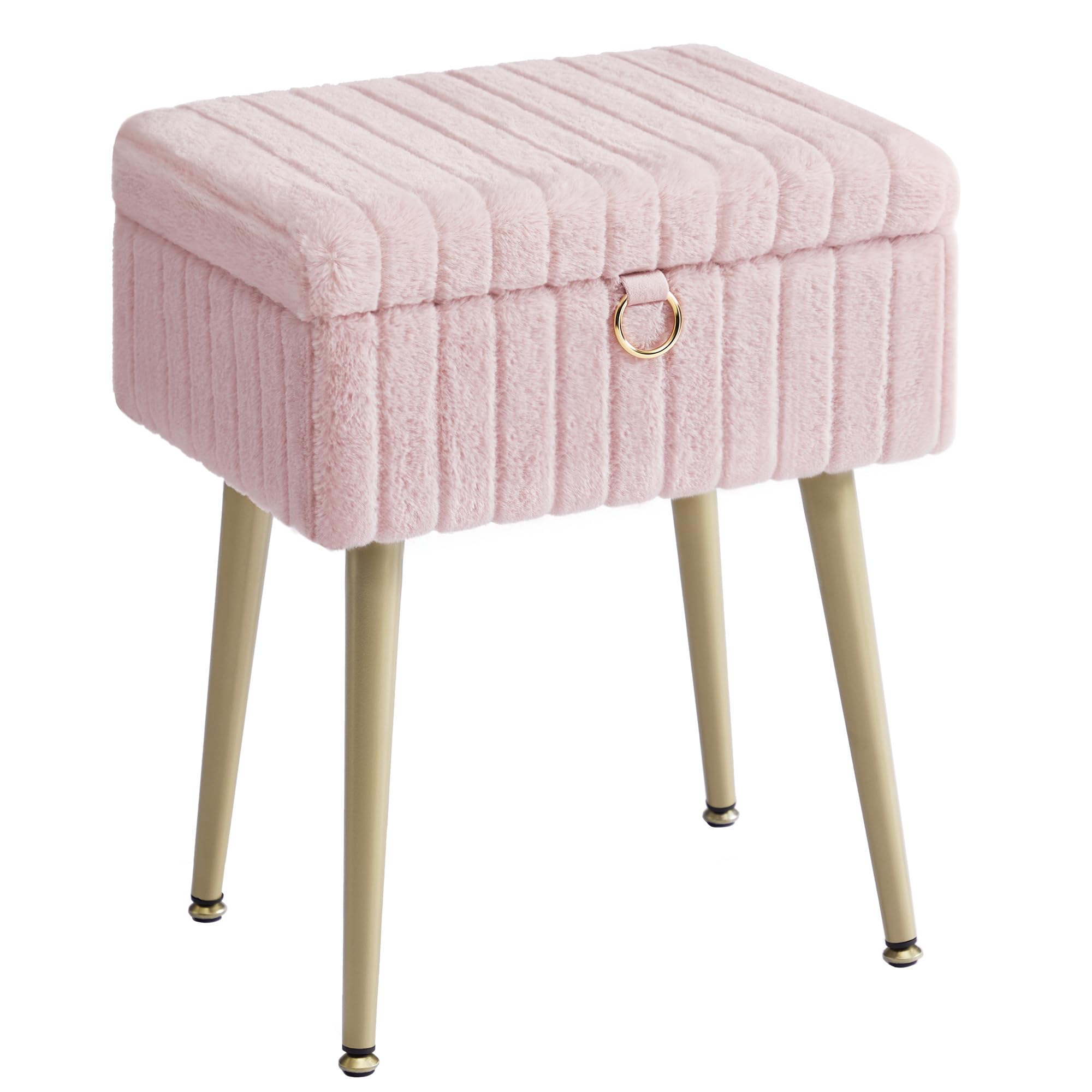 SONGMICS Vanity Stool with Storage - Rectangular, Jelly Pink, Metal Legs | Supports 200 kg 1