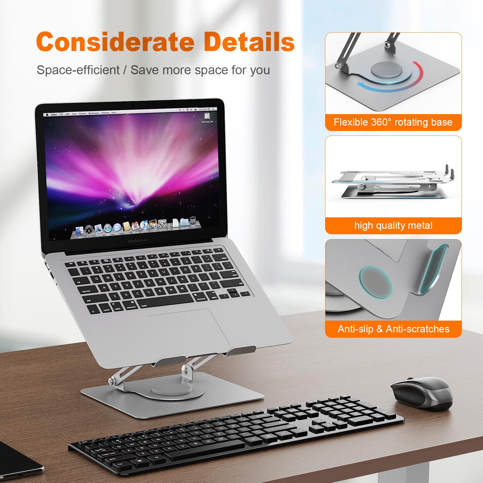GRIFEMA Laptop Stand - 360° Swivel Base, Foldable & Adjustable Height for 11-17 Inch Laptops 4