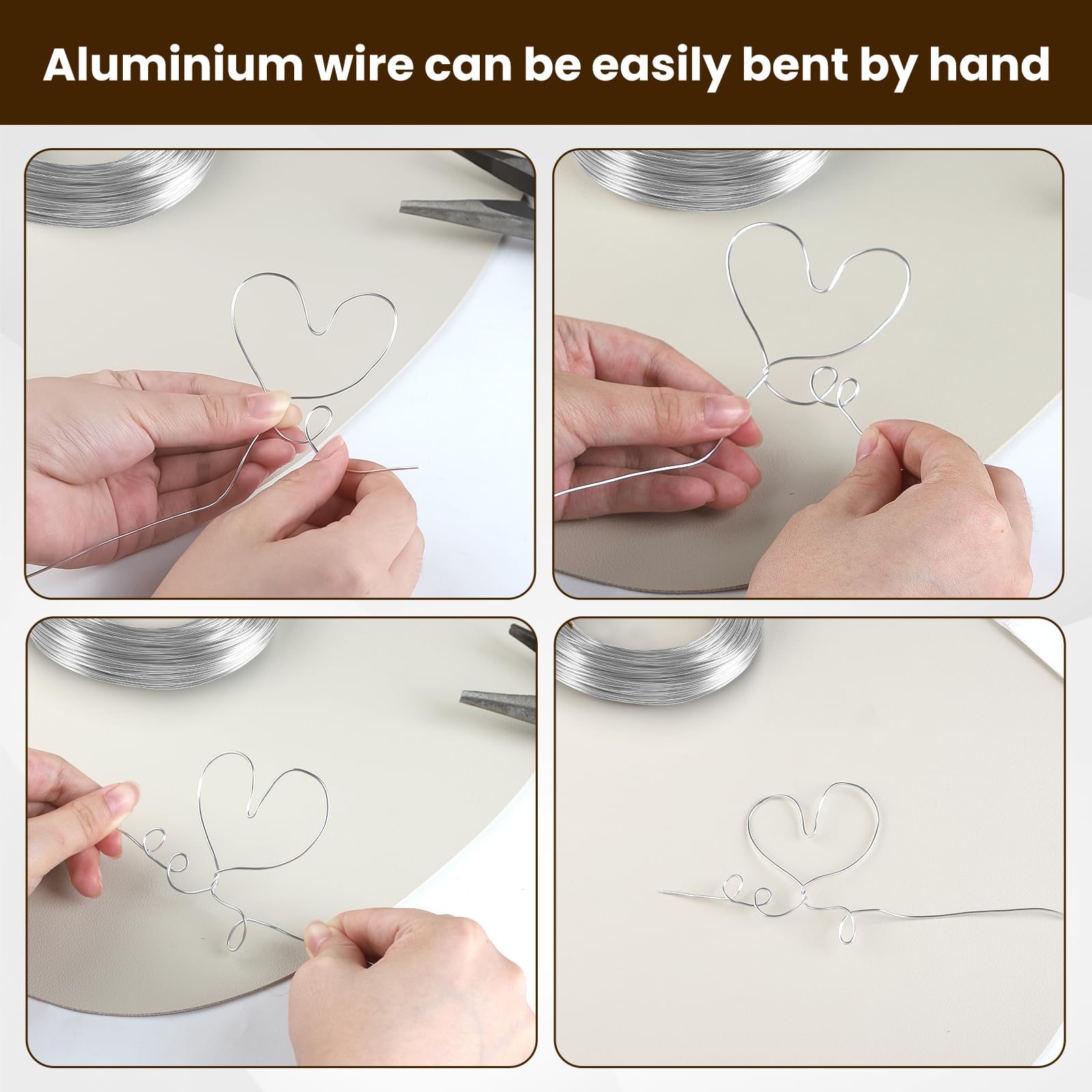 MOXYOY 18 Gauge Aluminum Craft Wire - 1mm Thick, 165 Feet Silver Wire for Jewelry & Floral Design 5
